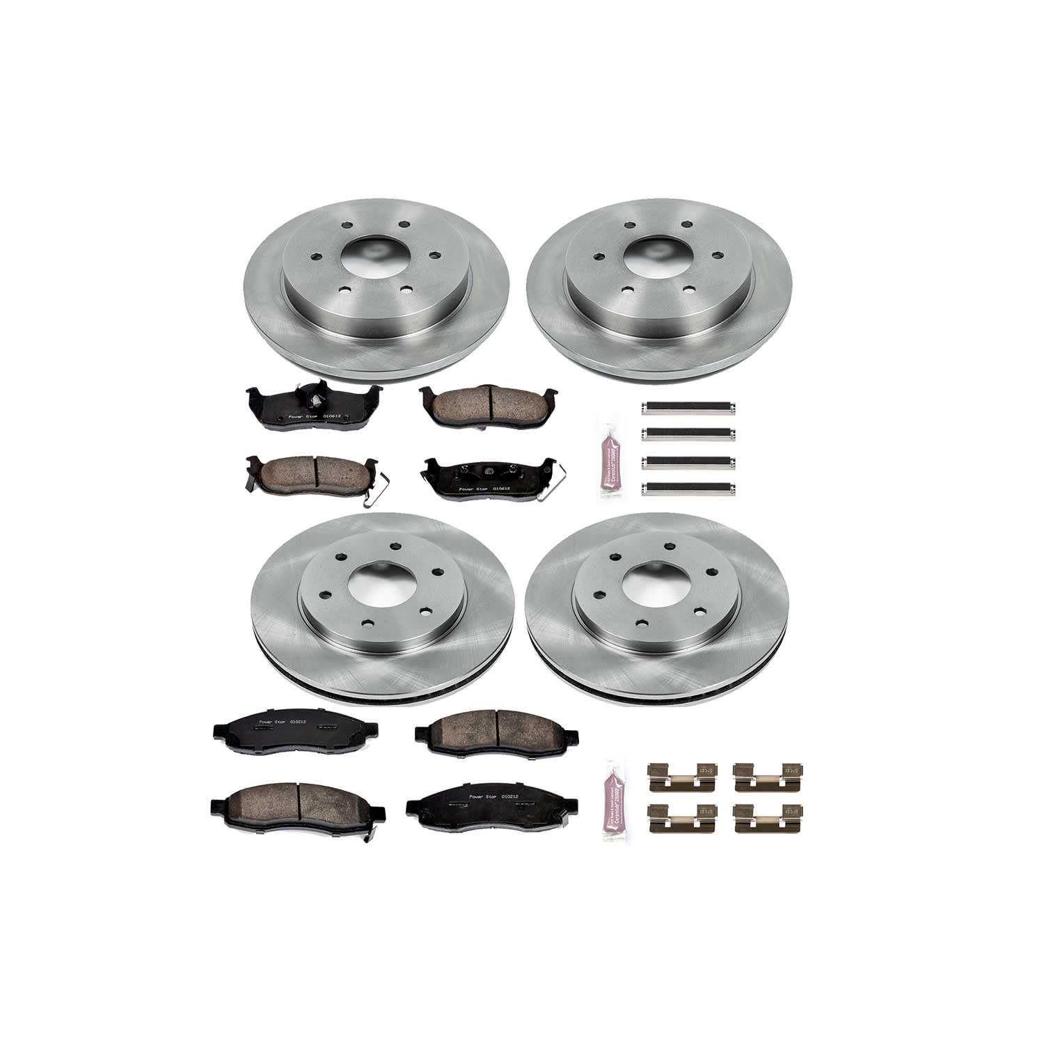 4-Wheel Set Power Stop® KOE2443 Front and Rear OE Stock Replacement Low-Dust Ceramic Brake Pad and Rotor Kit - Image 2