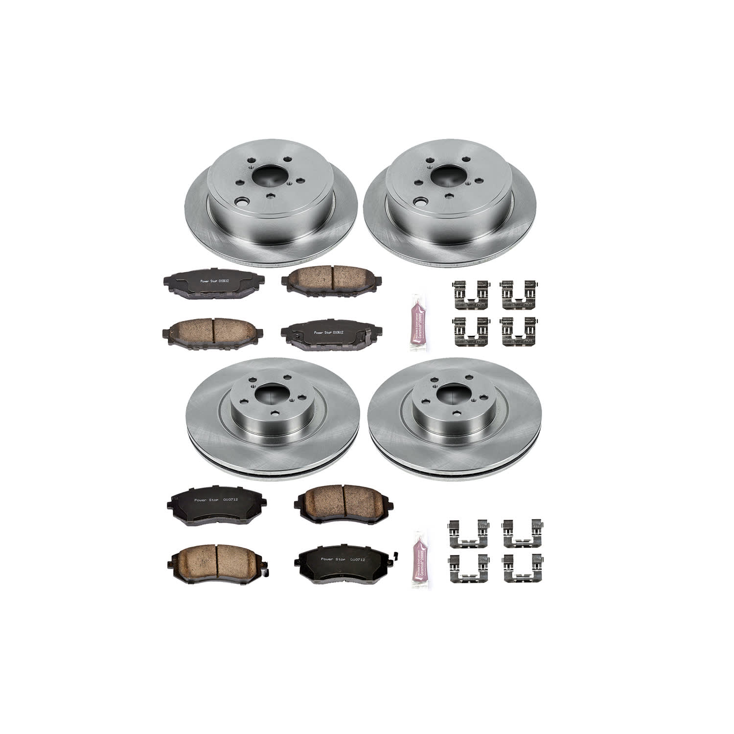 4-Wheel Set Power Stop® KOE4077 Front and Rear OE Stock Replacement Low-Dust Ceramic Brake Pad and Rotor Kit - Image 2