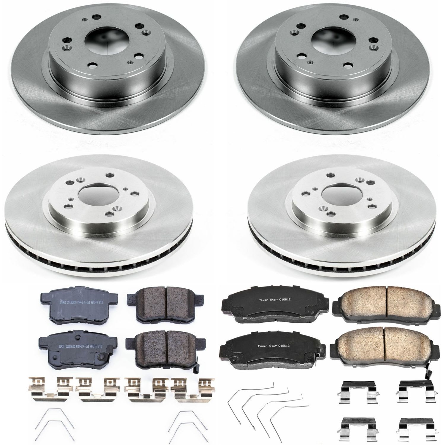4-Wheel Set Power Stop® KOE5391 Front and Rear OE Stock Replacement Low-Dust Ceramic Brake Pad and Rotor Kit - Image 2