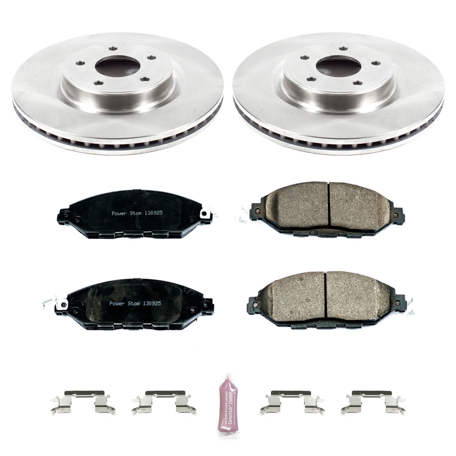 KOE6496 Front Brake Disc and Pad Kit, Natural Finish, Plain Surface, 5 Lugs, 319.8 mm, Ceramic, OE Replacement Series - Image 2