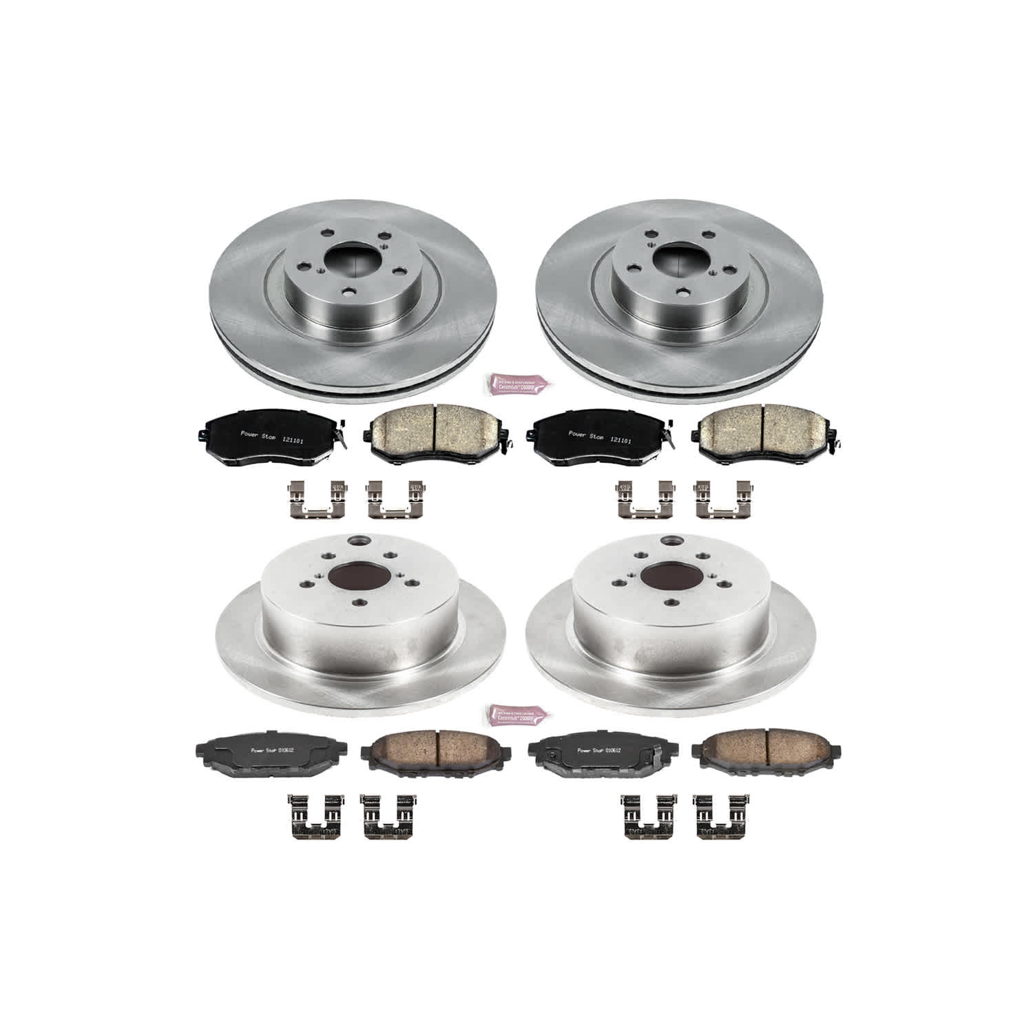 KOE6762 4-Wheel Set Front and Rear Brake Disc and Pad Kit, Plain Surface, 5 Lugs, Ceramic, 11.5 in. Front Disc Diameter, OE Replacement Series - Image 2