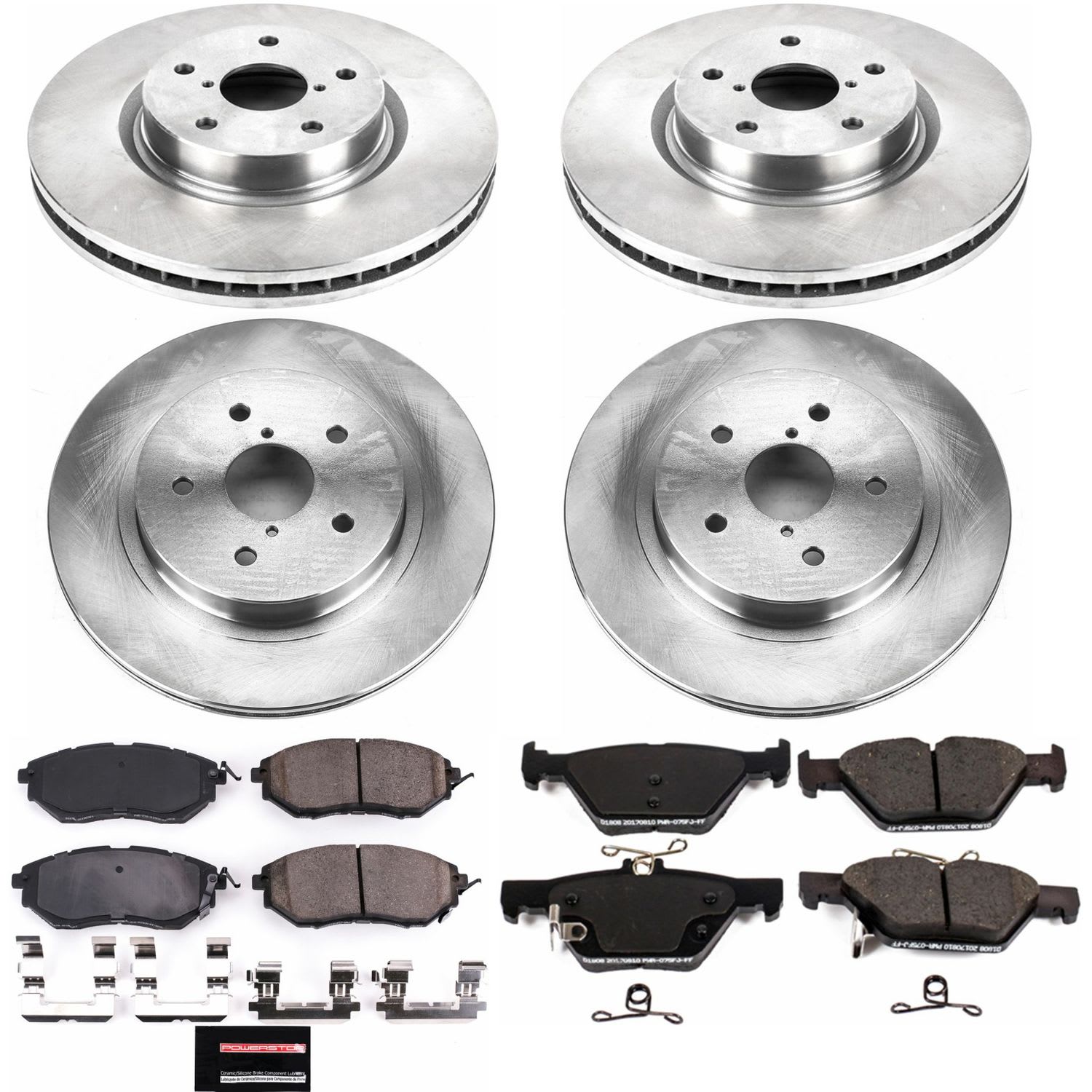 4-Wheel Set Power Stop® KOE7028 Front and Rear OE Stock Replacement Low-Dust Ceramic Brake Pad and Rotor Kit - Image 2