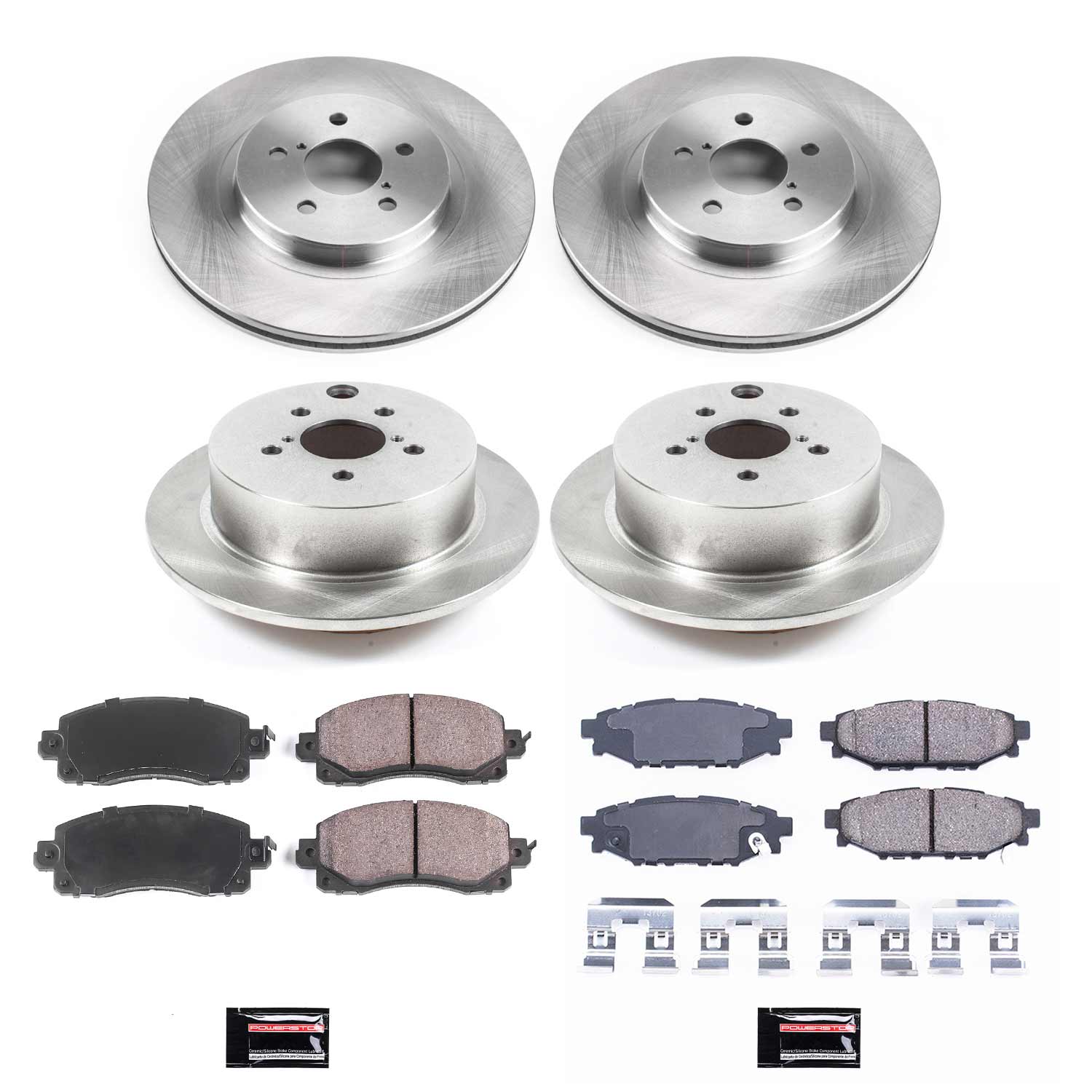 KOE7927 4-Wheel Set Front and Rear Brake Disc and Pad Kit, Plain Surface, 5 Lugs, Ceramic, 11.55 in. Front Disc Diameter, OE Replacement Series - Image 2