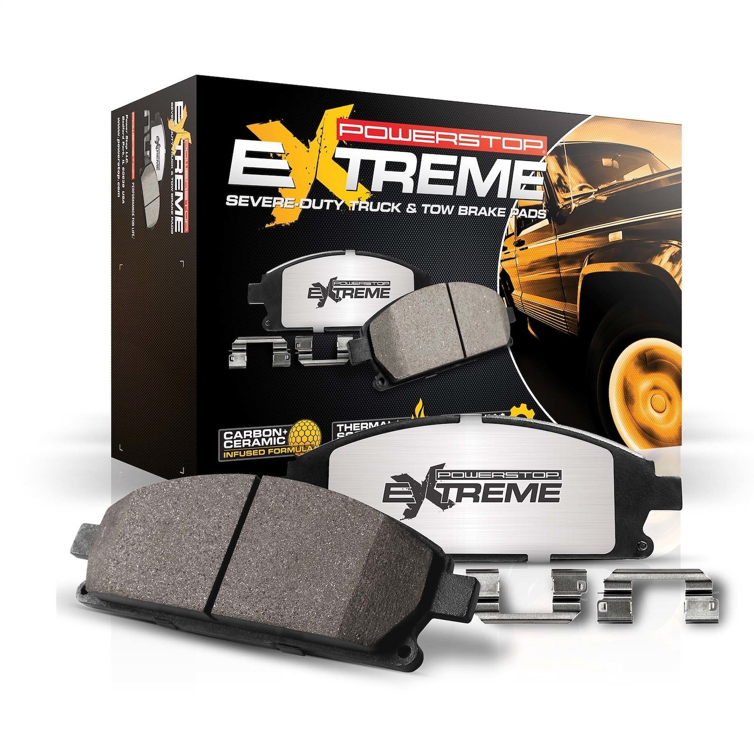 Z36-1565 Front OR Rear Z36 Truck Carbon-Fiber Ceramic Brake Pads with Stainless-Steel Hardware Kit