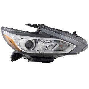 Passenger Side Halogen Headlight, With bulb(s), Without LED DRL, Clear Lens, Chrome Interior