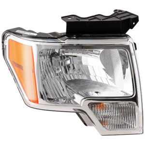 Passenger Side Headlight, with Bulb, Halogen, Chrome Trim