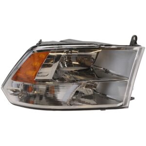 Passenger Side Headlight, with Bulb, Halogen, Clear Lens, Chrome Interior, Reflector Type