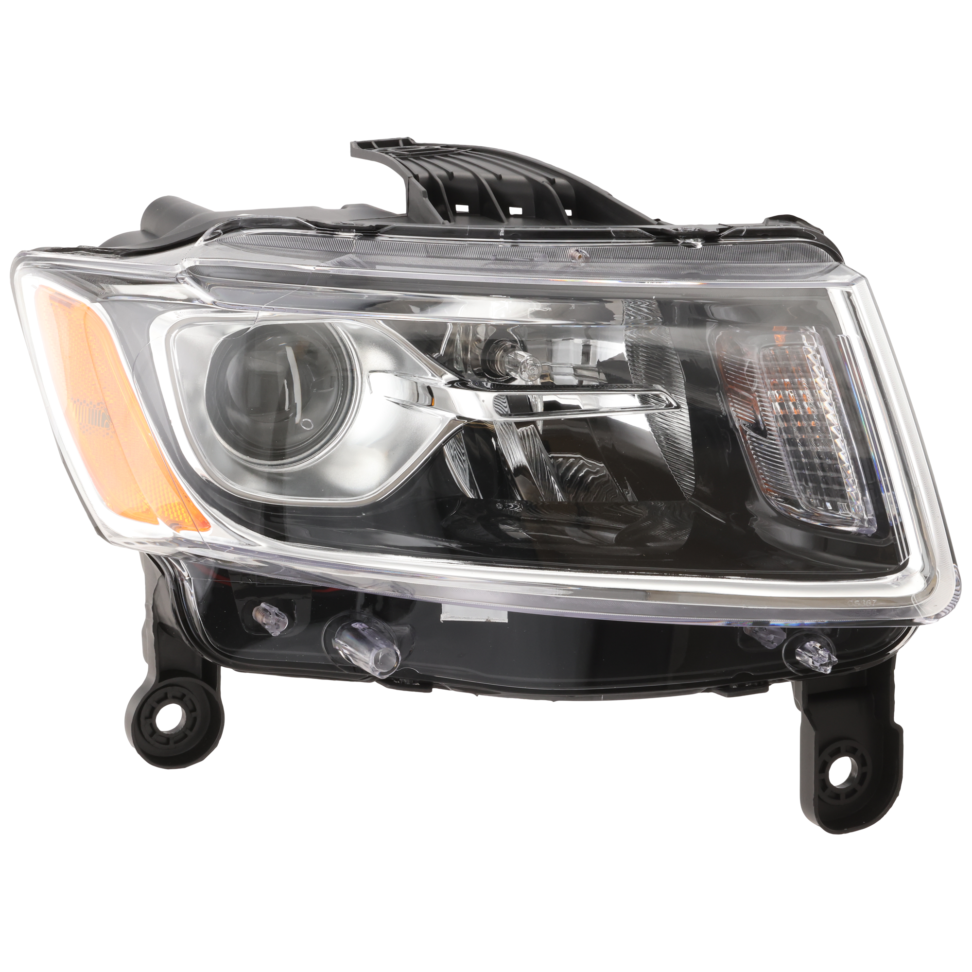 Passenger Side Headlight, with Bulb, Halogen, Standard Type, Chrome Trim