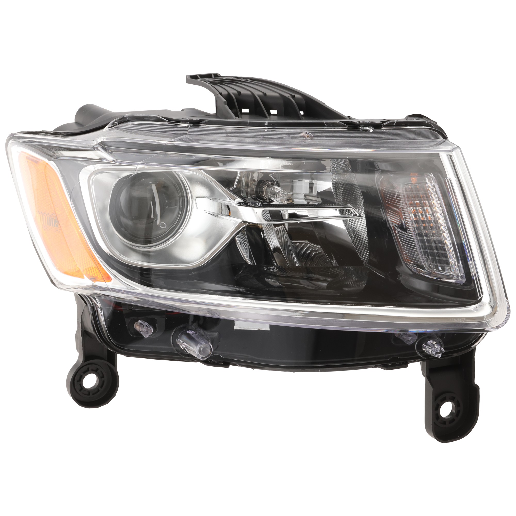 Passenger Side Headlight, with Bulb, Halogen, Standard Type, Chrome Trim