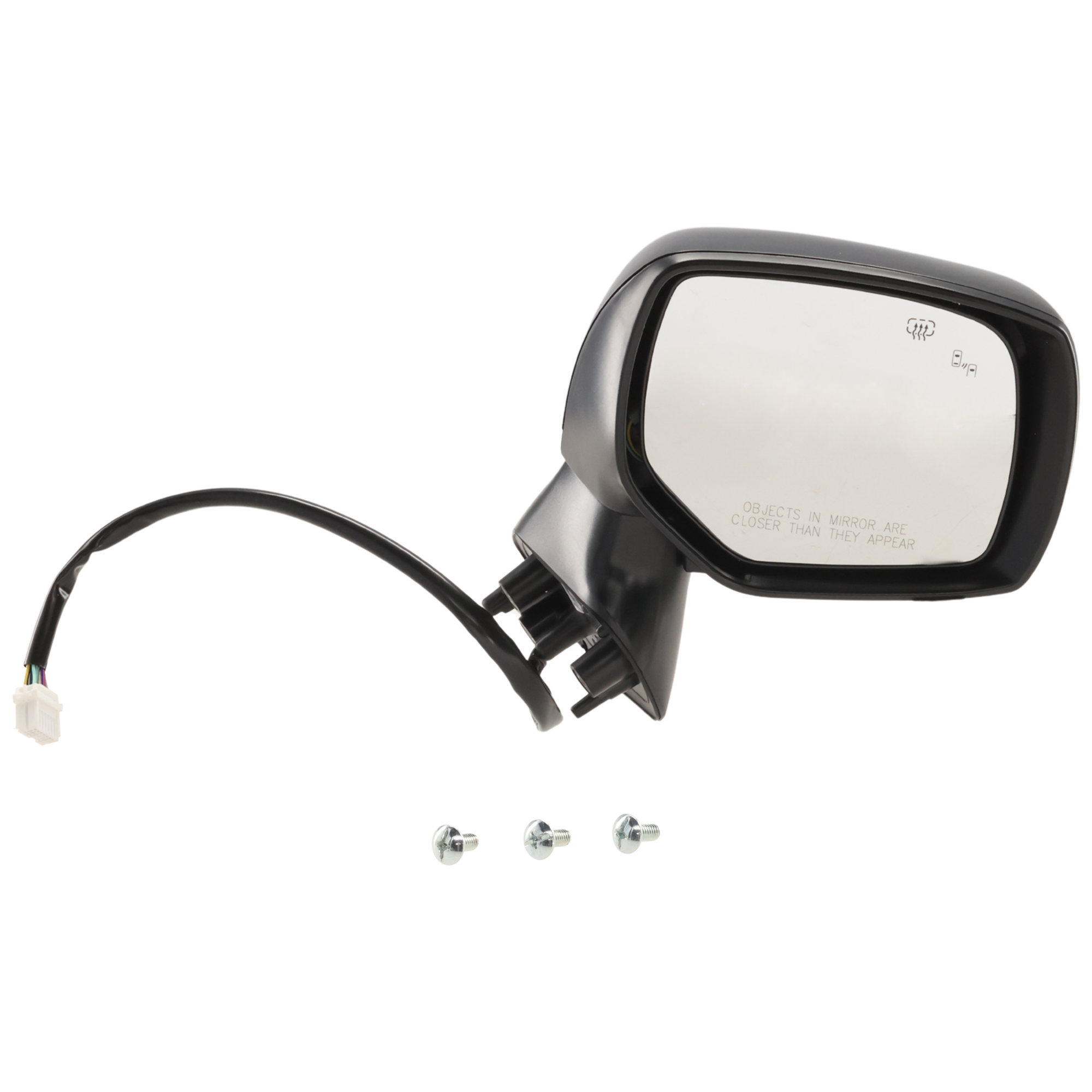 Passenger Side Mirror, Power Adjust, Heated, Manual Folding, Paintable, No Signal Light, No Memory, No Puddle Light, No Auto-Dim, With Blind Spot Detection in Glass