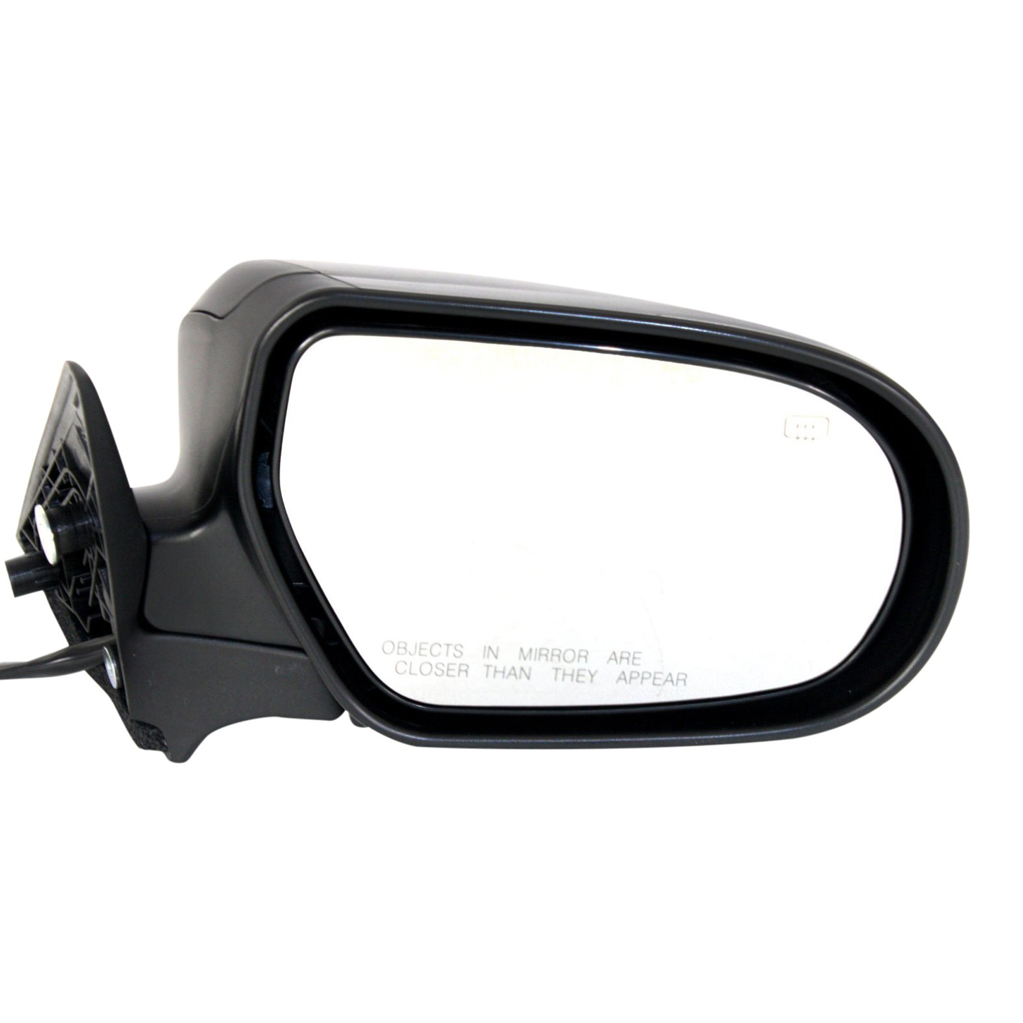 Passenger Side Mirror, Power Adjust, Manual Folding, Heated, Textured Black, No Signal Light, No Memory, No Puddle Light, No Auto-Dimming, No Blind Spot Feature