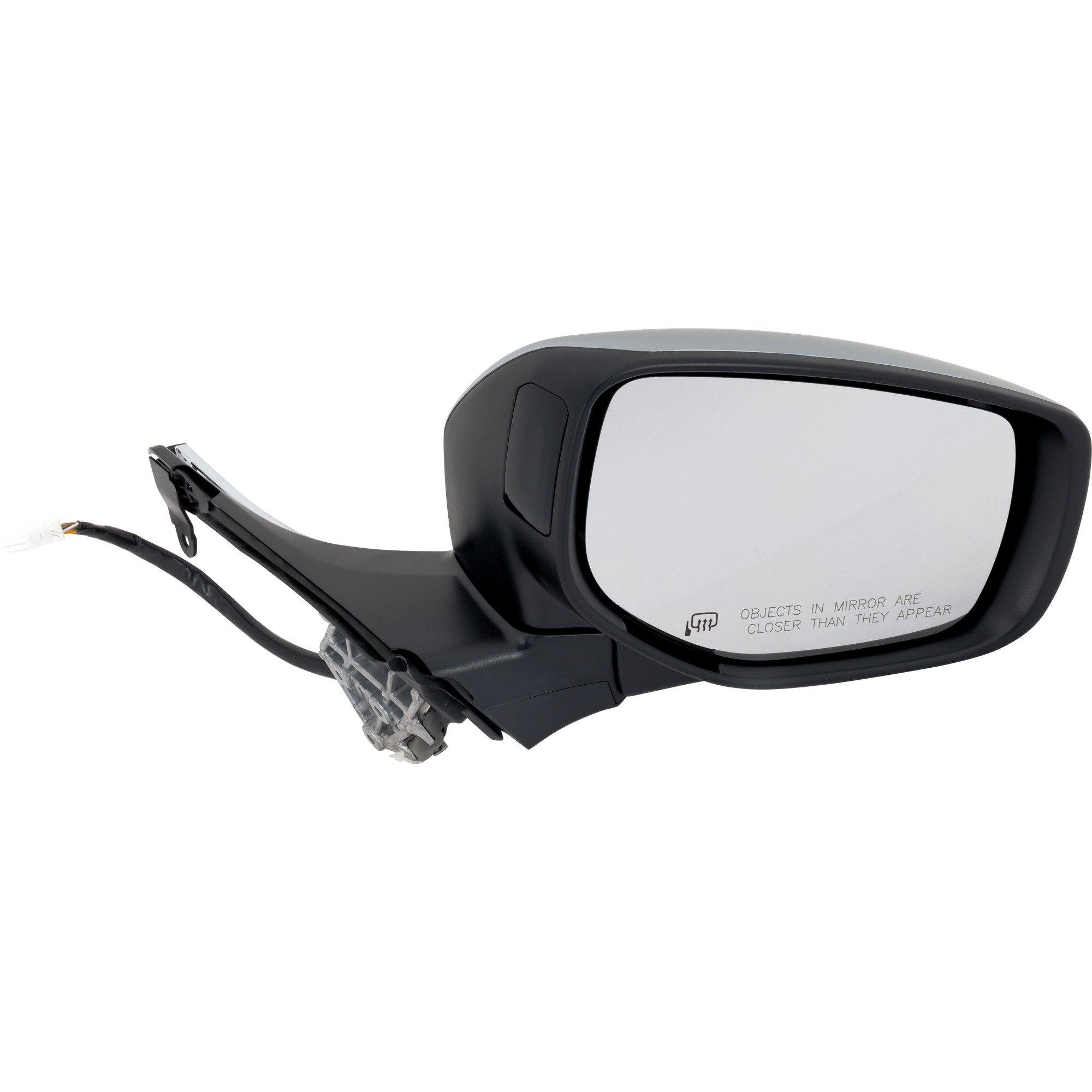 Passenger Side Mirror, Power Adjust, Power Folding, Heated, Chrome, In-Housing Signal Light, With Memory, No Puddle Light, No Auto-Dimming, With Blind Spot Detection in Glass