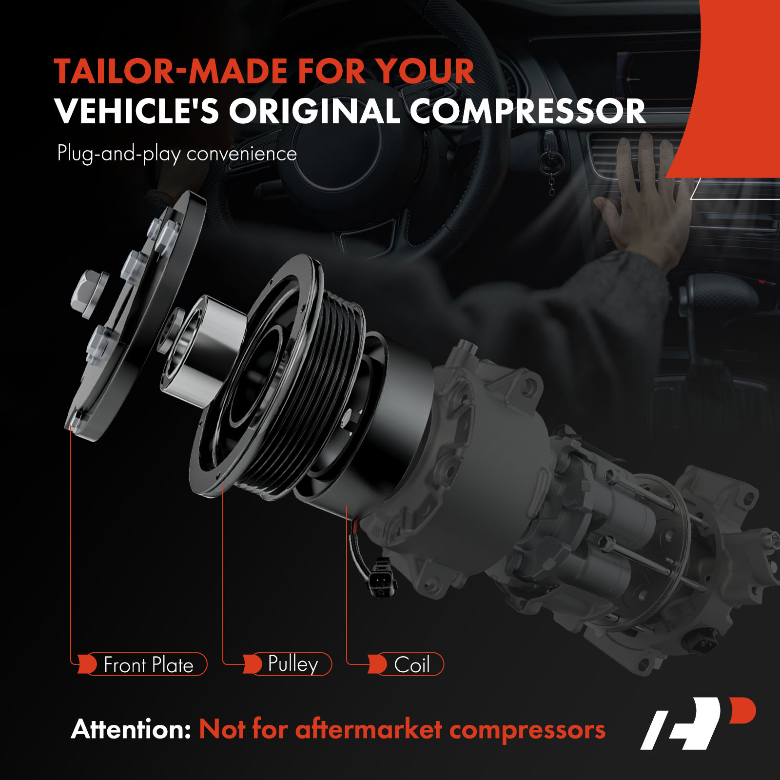 APACK258 AC Compressor Clutch Kit with 7-Groove Pulley - Image 3