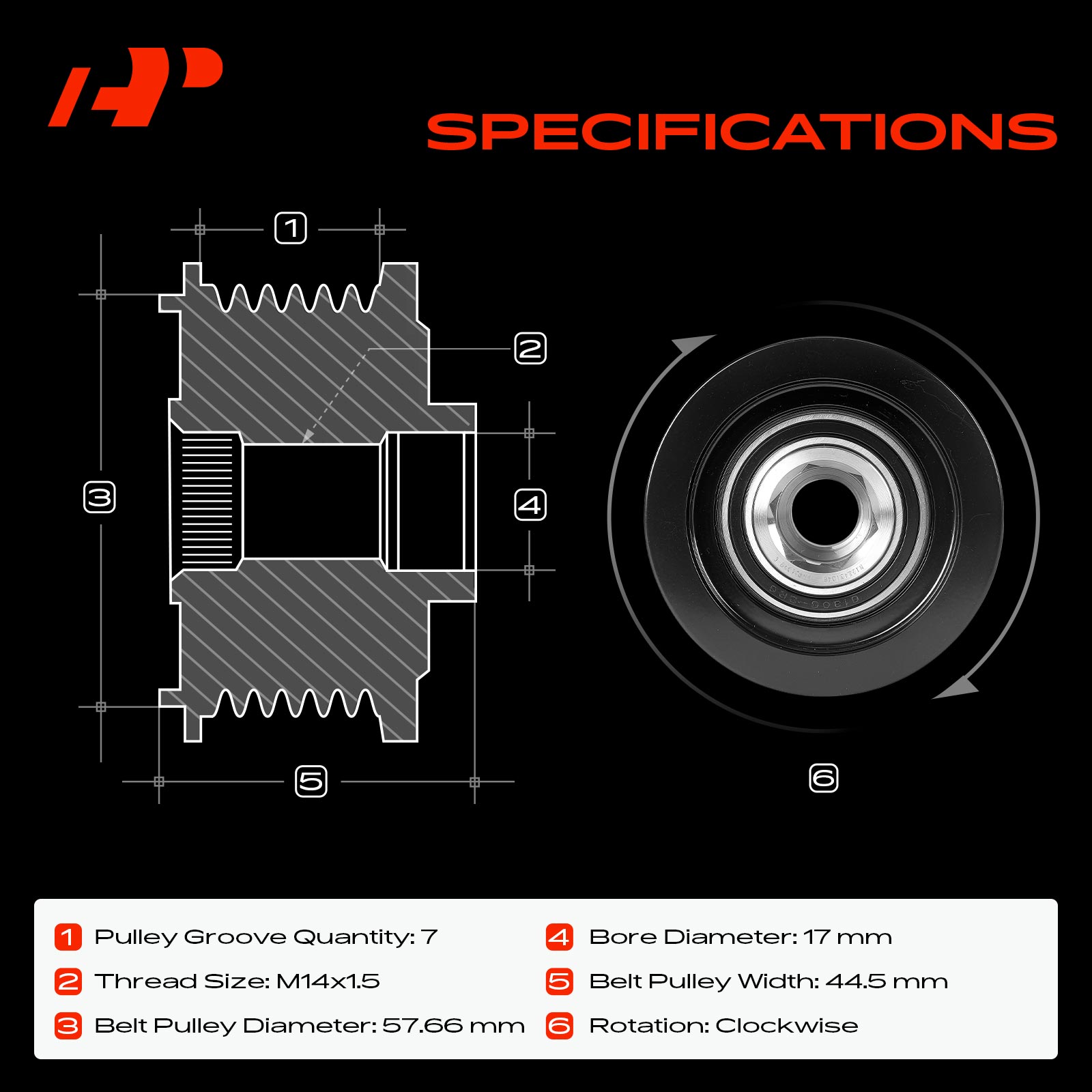 APAFC058 Alternator Clutch Pulley - Image 2