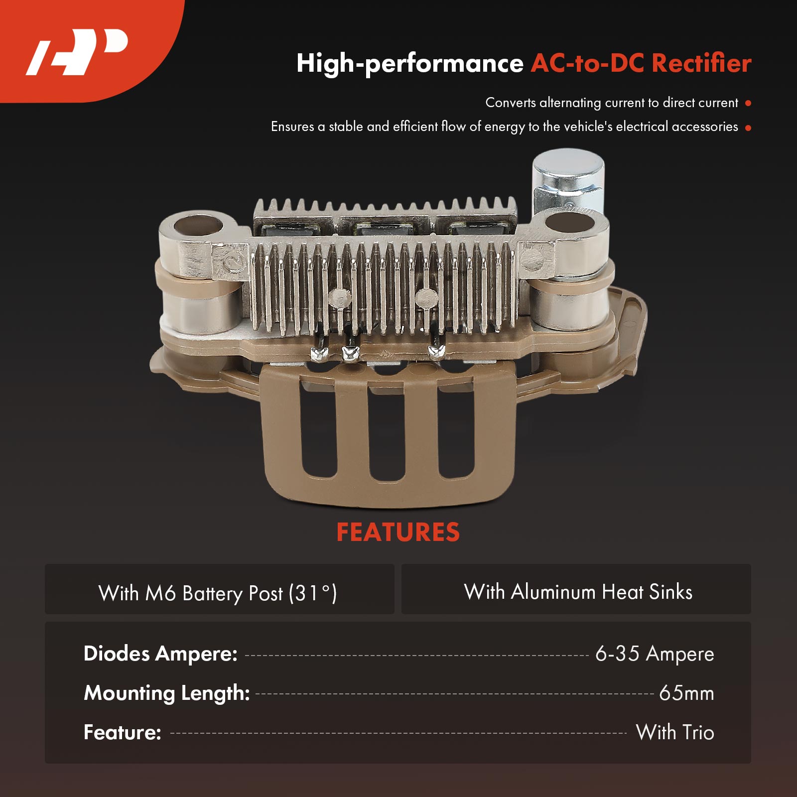 APALR096 Alternator Rectifier Diode with Trio - Image 2