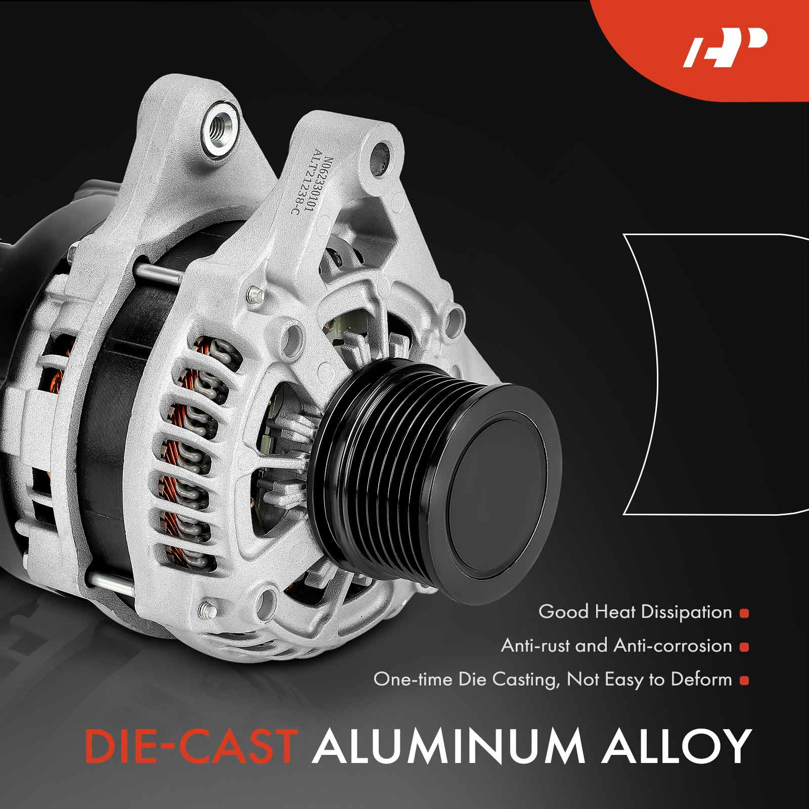 APALT1082 Alternator 135A 12V CW 6-Groove Decoupler Pulley - Image 4