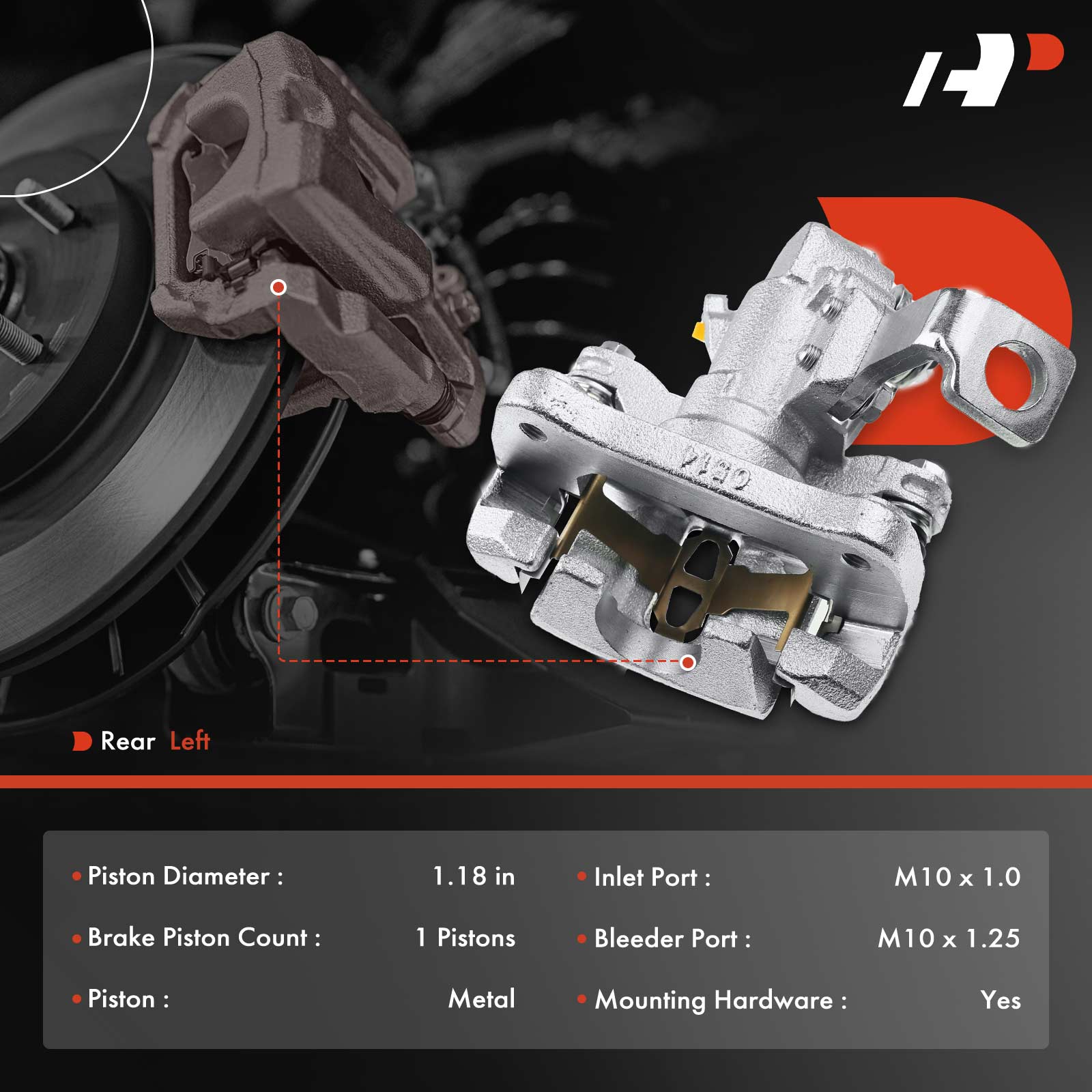 APBC0305MF Rear Driver Brake Caliper with Bracket, Sold Individually - Image 2