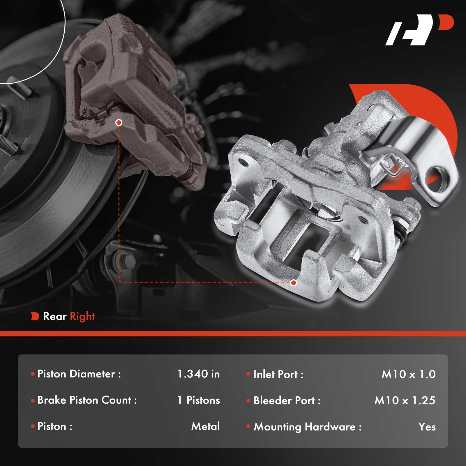 APBC0401 Rear Passenger Side Brake Caliper with Bracket, Sold Individually - Image 2