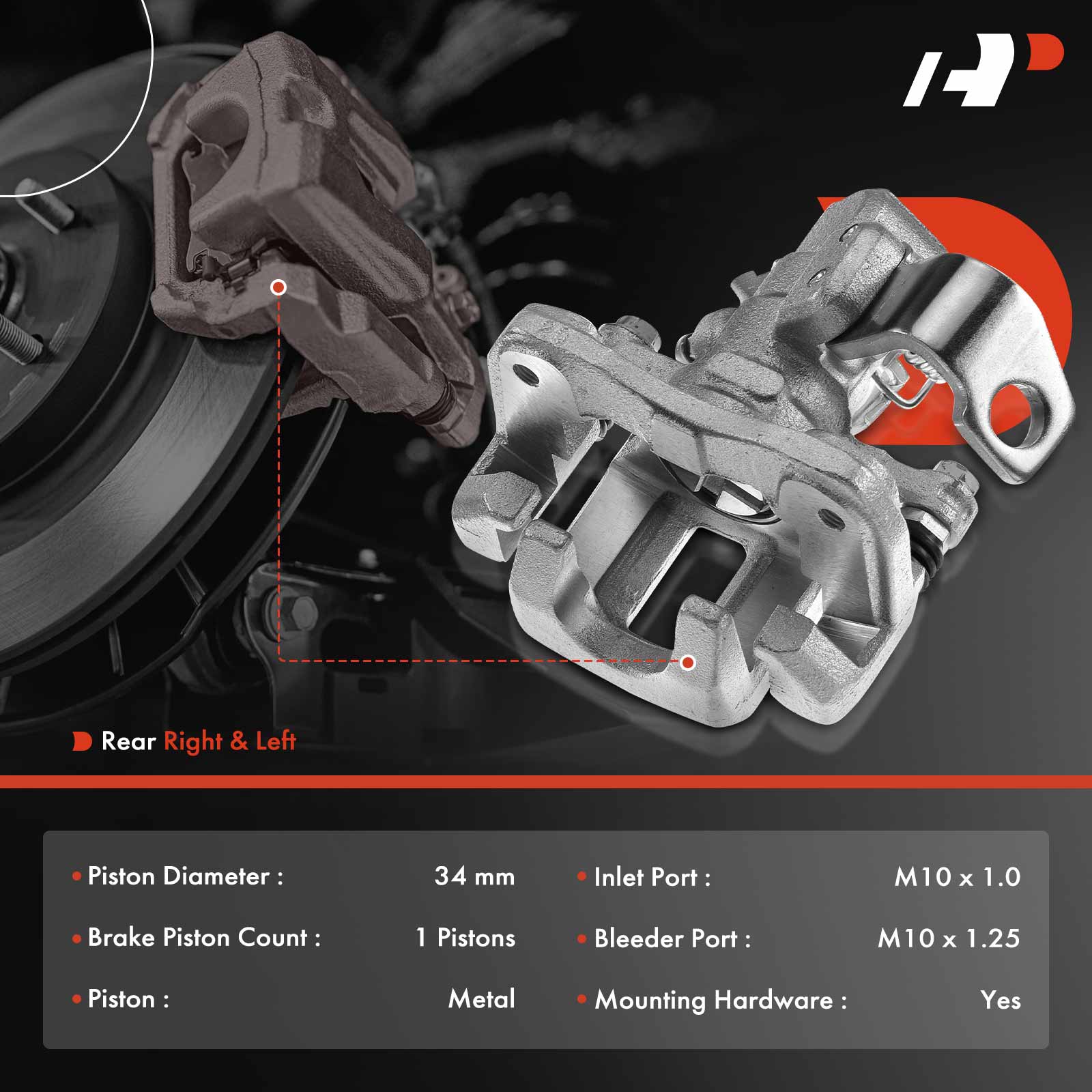 APBC0402 Rear Brake Caliper Assembly with Bracket, 2-Wheel Set - Image 2
