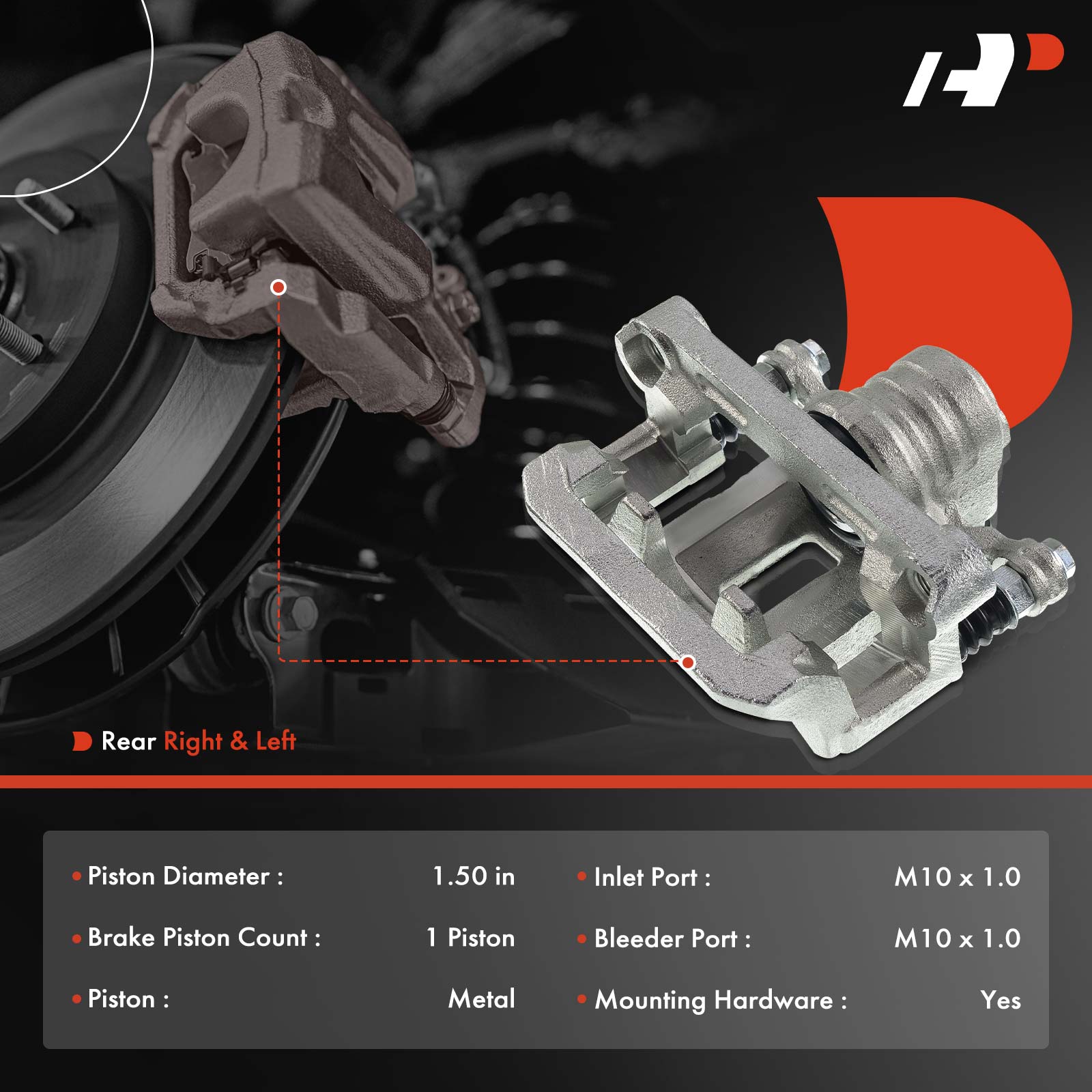 APBC0556 Rear Brake Caliper with Bracket, 2-Wheel Set - Image 2