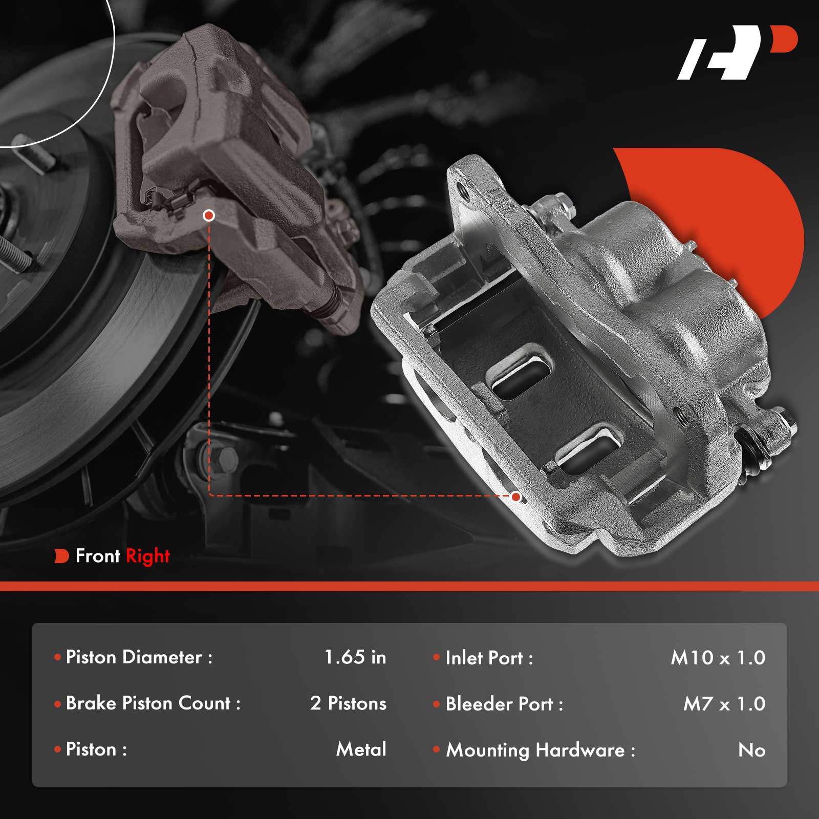 APBC0590 Front Passenger Side Brake Caliper with Bracket, Sold Individually - Image 2