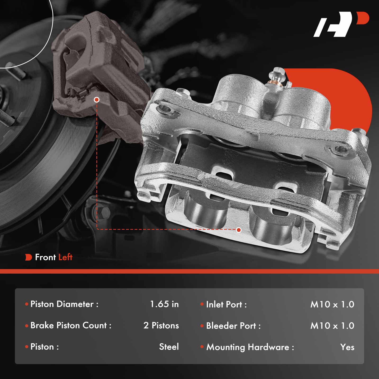 APBC0663 Front Driver Side Brake Caliper with Bracket, Sold Individually - Image 2