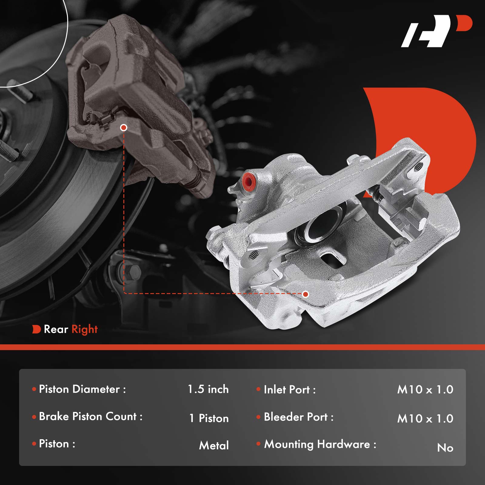 APBC0701 Rear Passenger Side Brake Caliper with Bracket, Sold Individually - Image 2