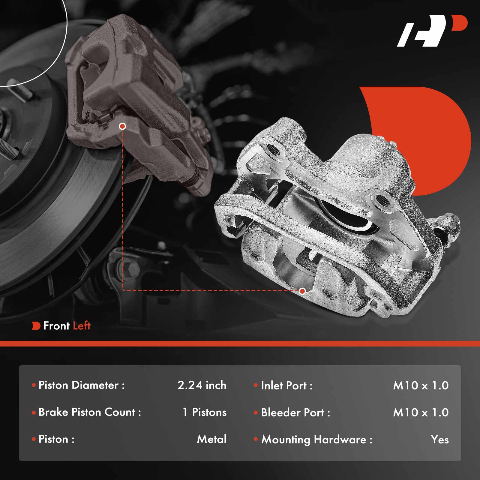 APBC1005 Front Driver Side Brake Caliper with Bracket, Sold Individually - Image 2