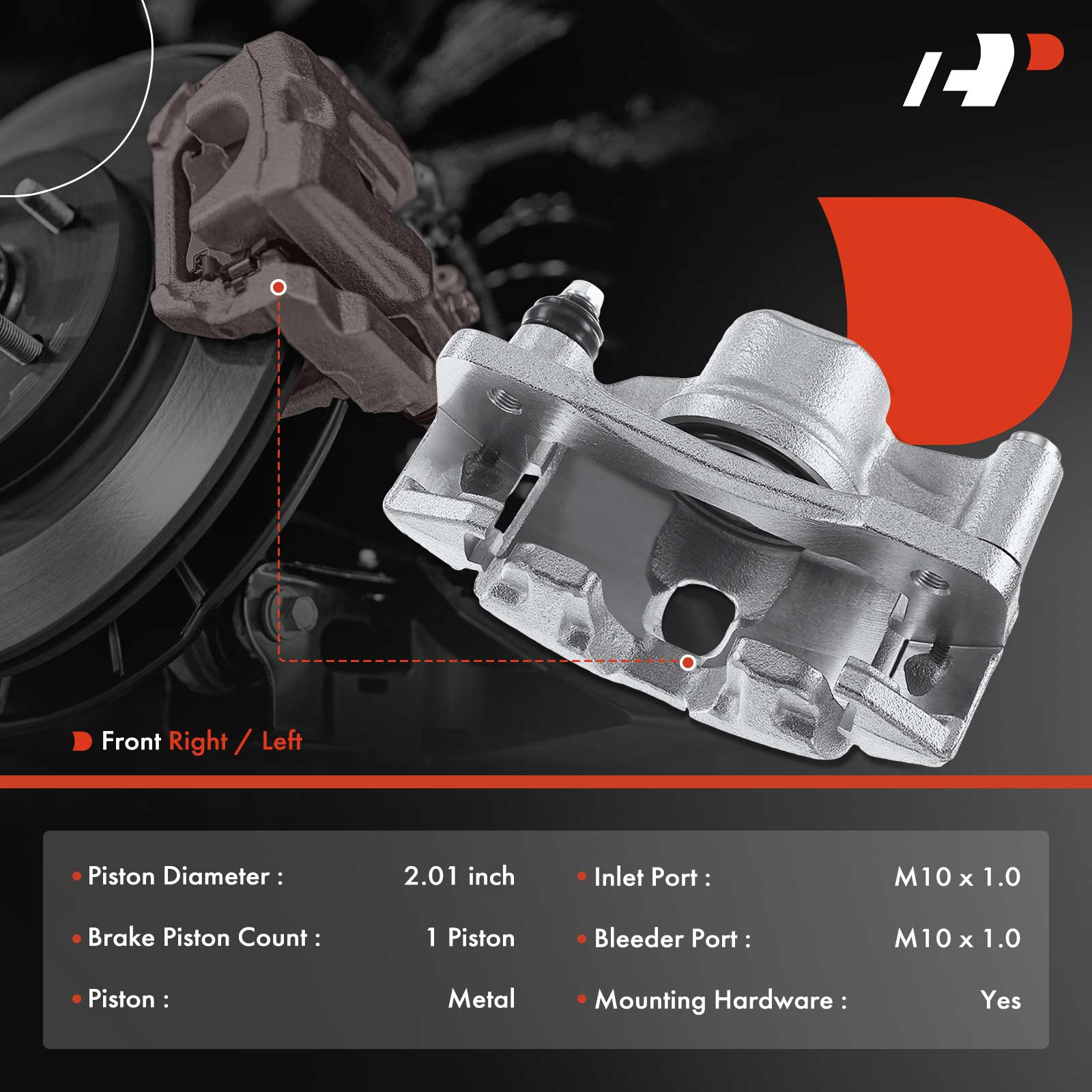APBC1084 Front Passenger Side Brake Caliper with Bracket, Sold Individually - Image 2