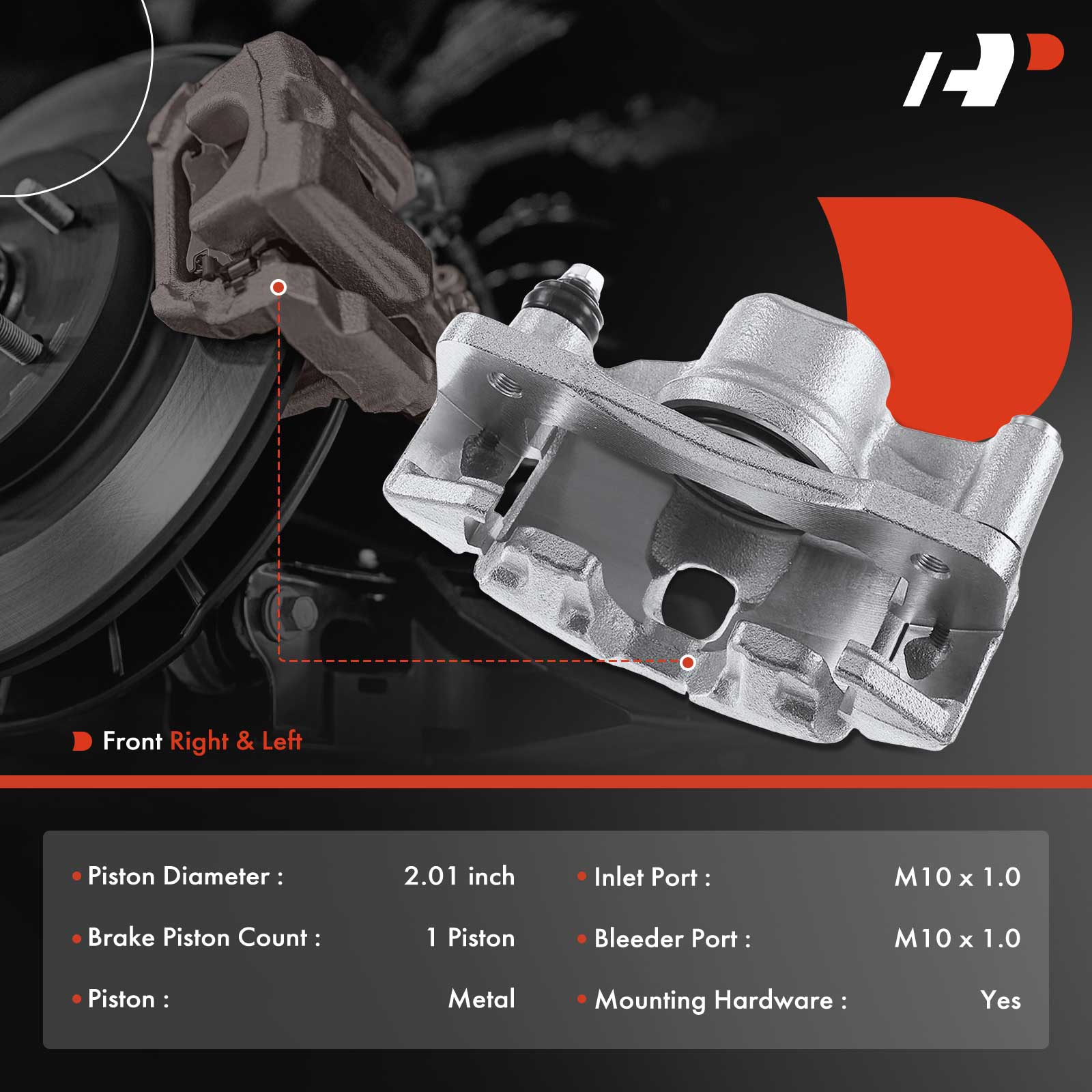 APBC1086 Brake Caliper Assembly with Bracket, 2-Wheel Set - Image 2