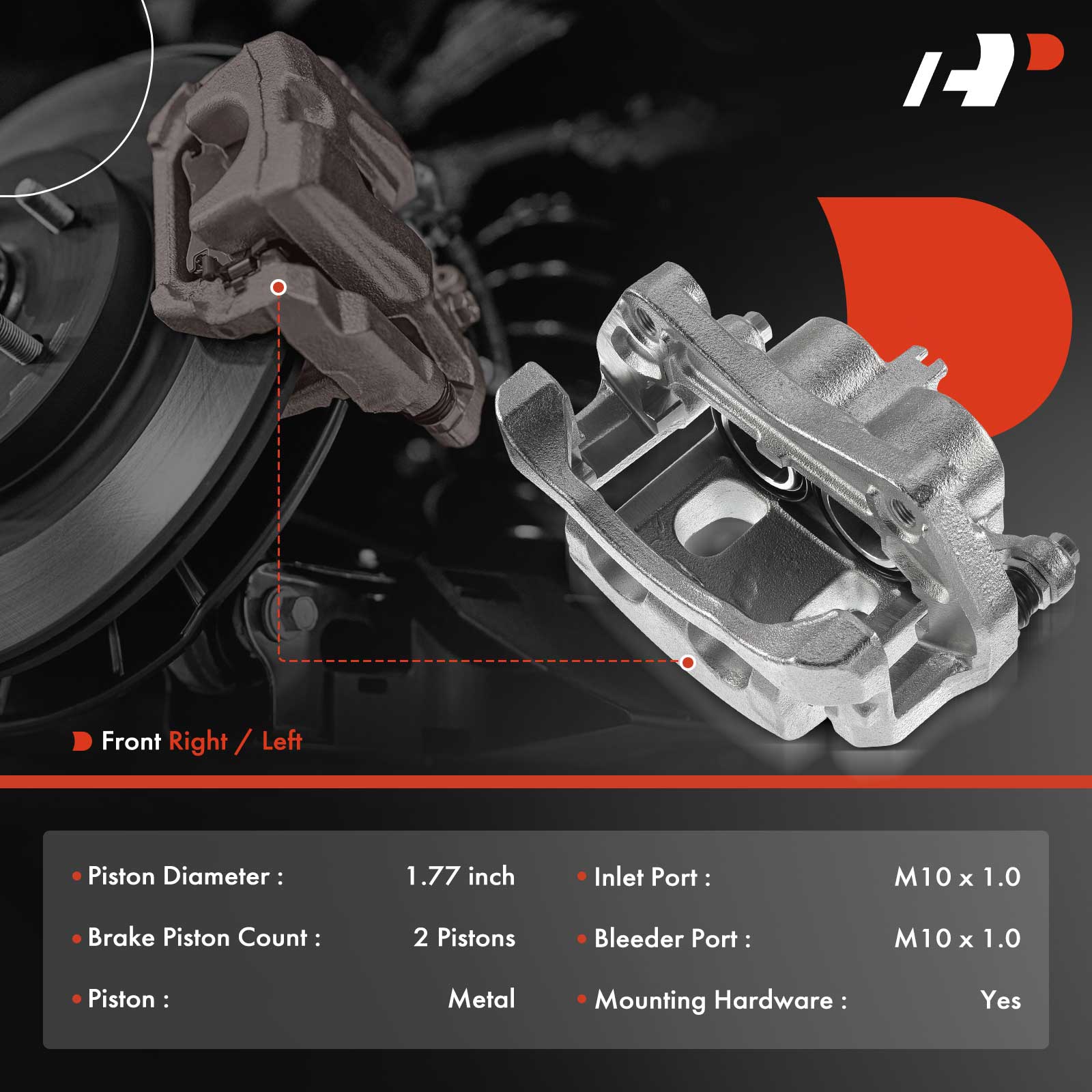 APBC1102 Front Driver Side Brake Caliper with Bracket, Sold Individually - Image 2