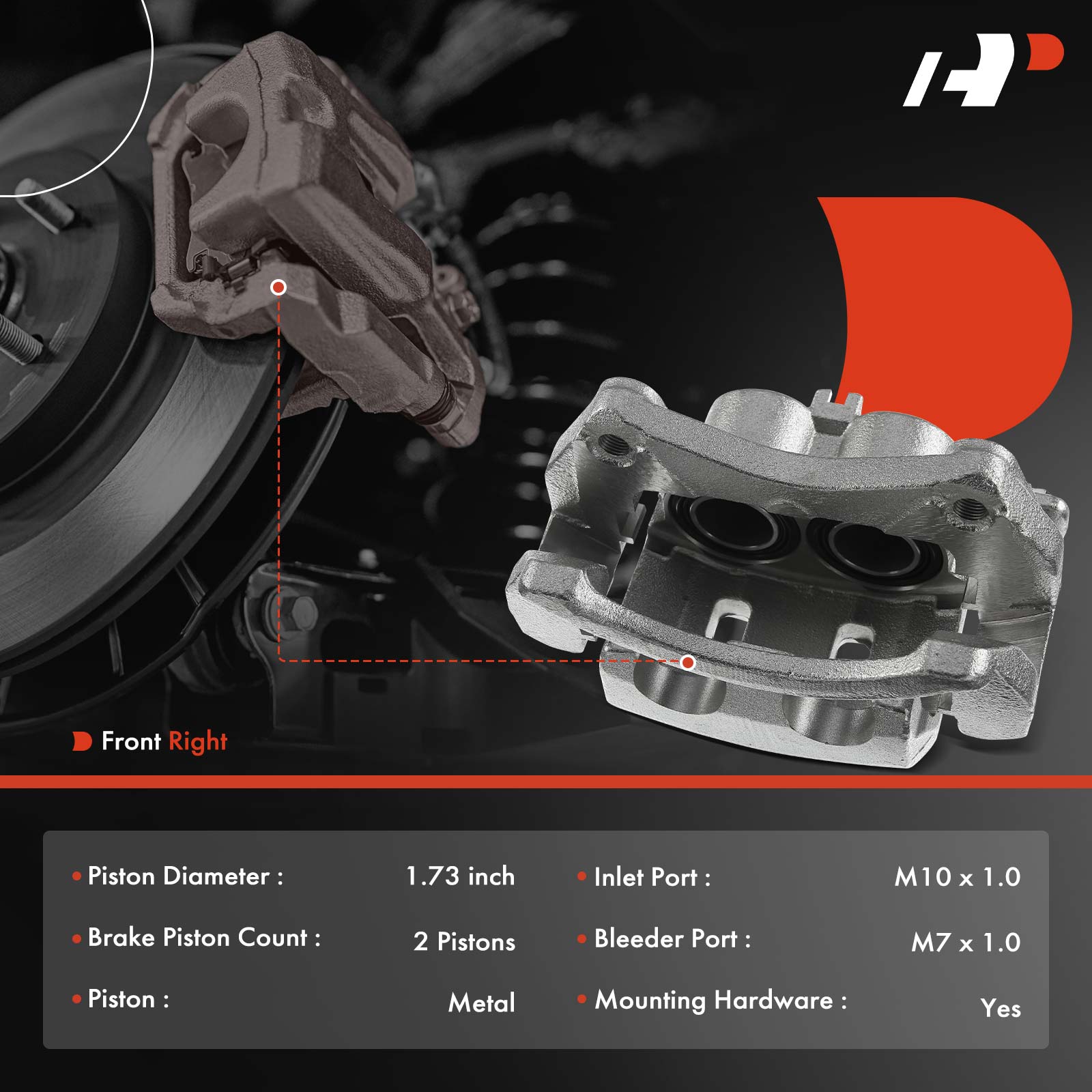 APBC1120C Front Passenger Side Brake Caliper with Bracket, Sold Individually - Image 2