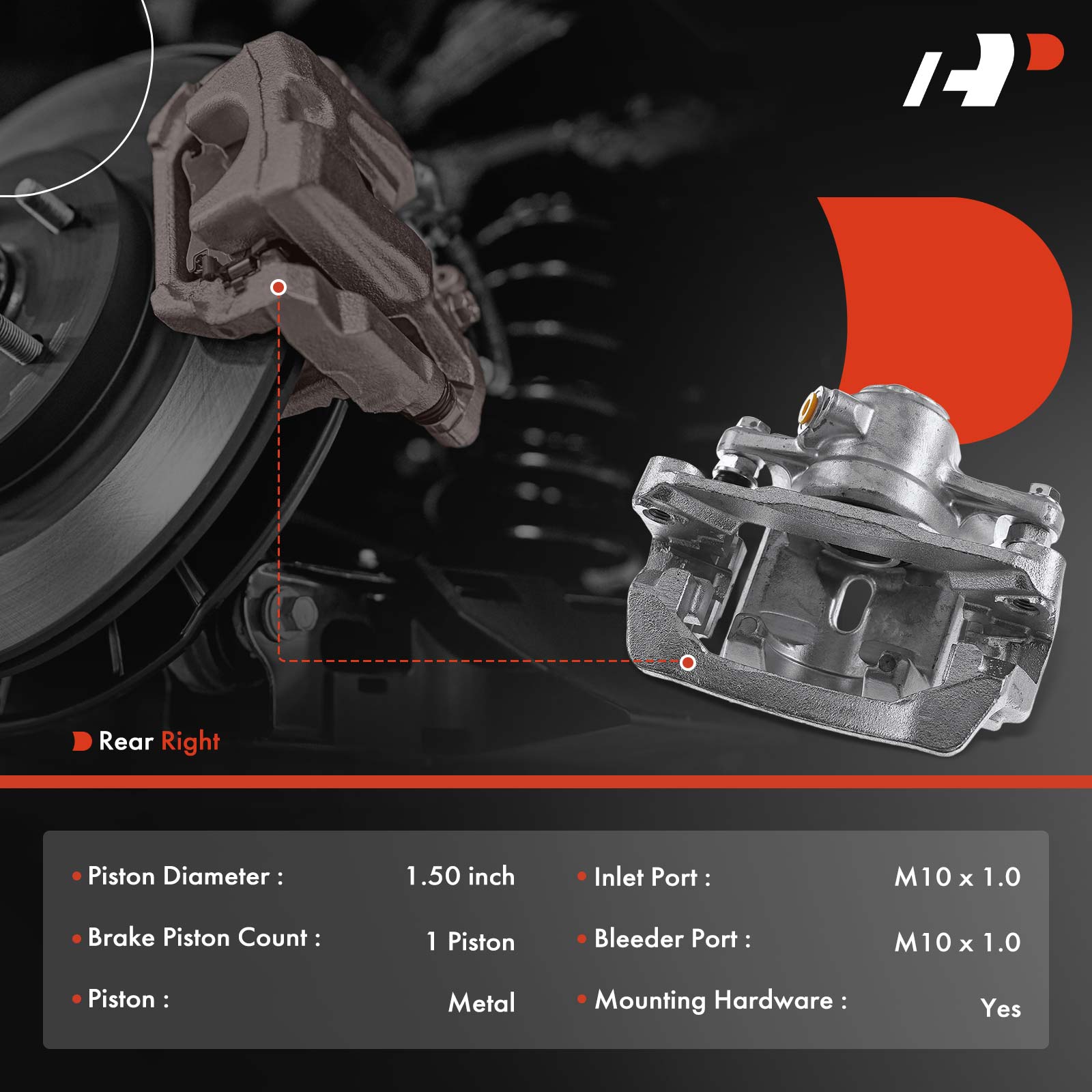 APBC1132 Rear Passenger Side Brake Caliper with Bracket, Sold Individually - Image 2