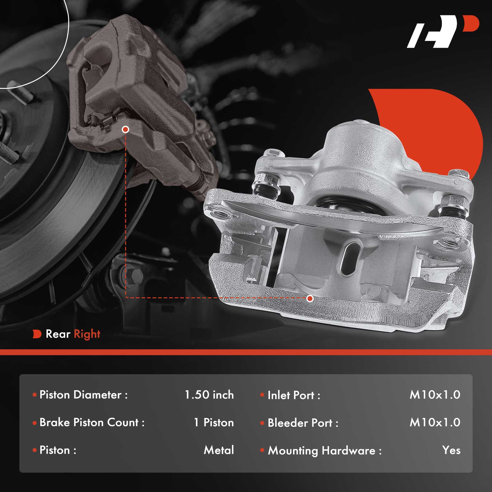 APBC1298 Rear Passenger Side Brake Caliper with Bracket, Sold Individually - Image 2