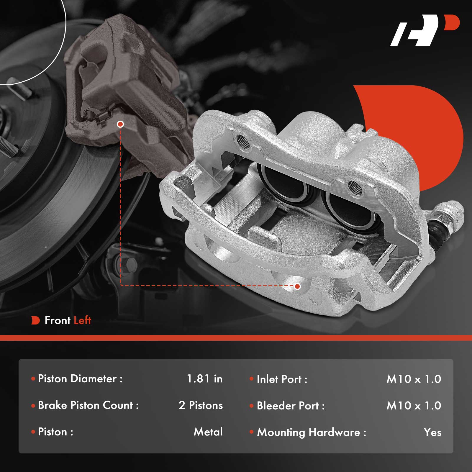 APBC1312 Front Driver Side Brake Caliper with Bracket, Sold Individually - Image 2