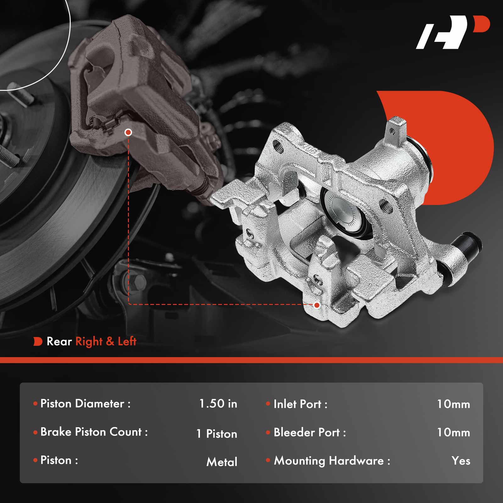 APBC1603 Rear Brake Caliper with Bracket, 2-Wheel Set - Image 2