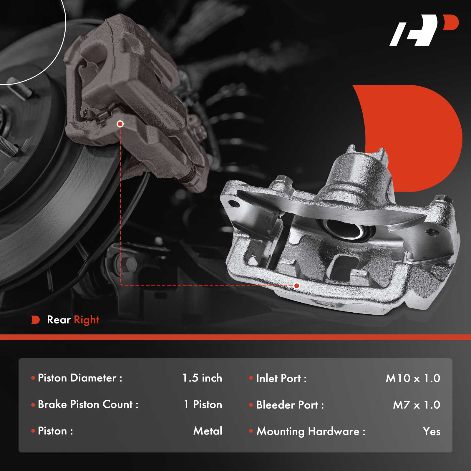 APBC1939 Rear Passenger Side Brake Caliper with Bracket, Sold Individually - Image 2