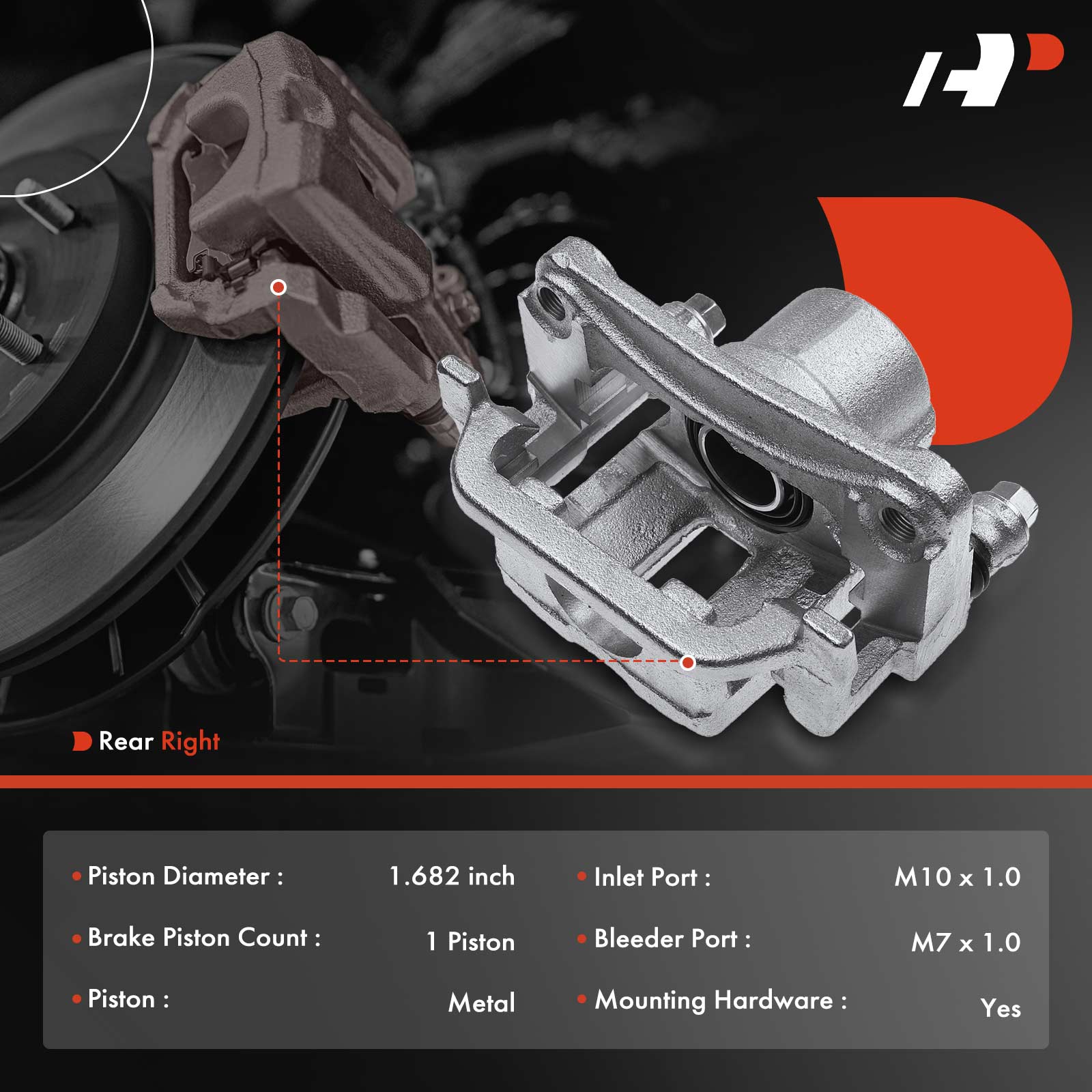 APBC2009 Rear Passenger Side Brake Caliper with Bracket, Sold Individually - Image 2