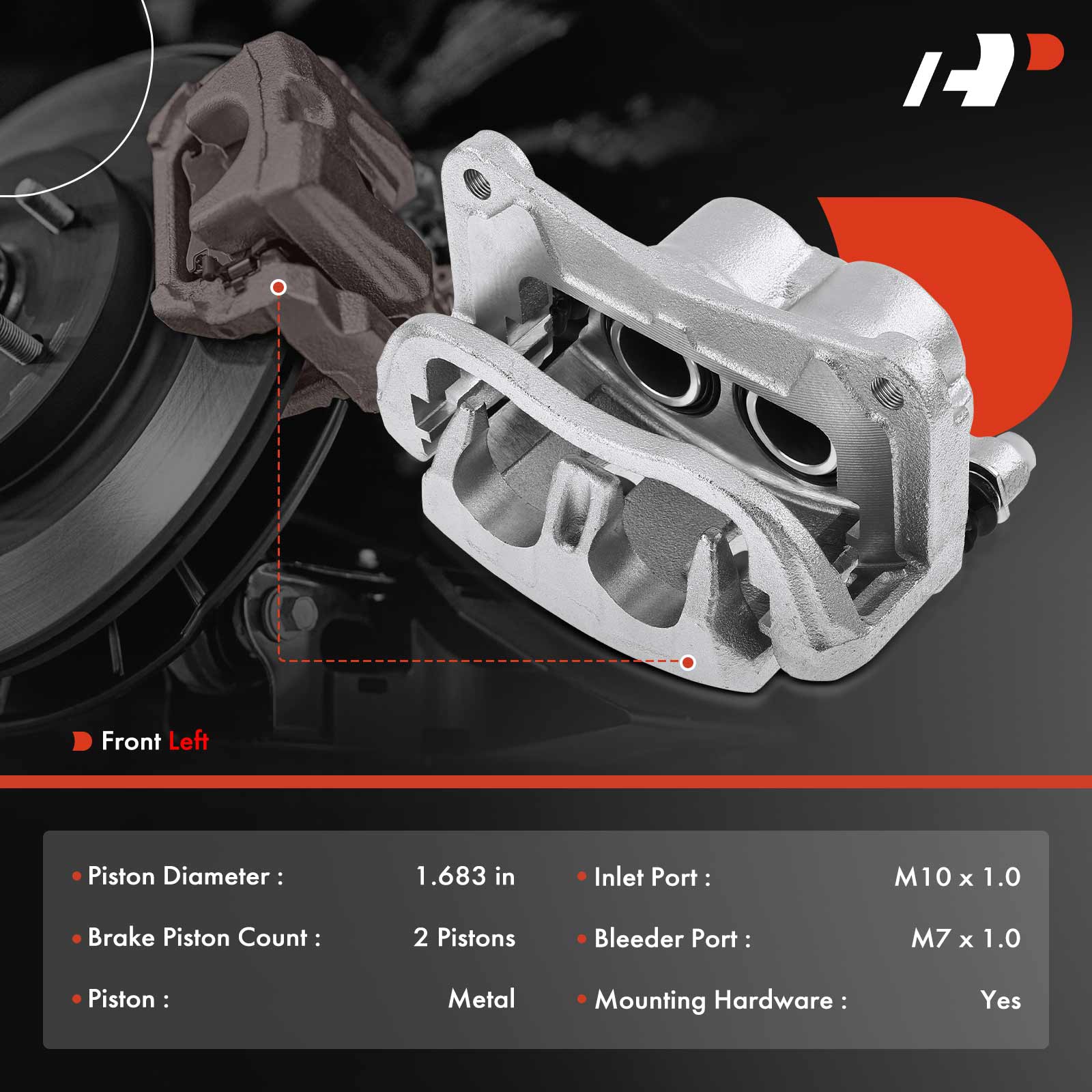 APBC3005 Front Driver Disc Brake Caliper with Bracket, Sold Individually - Image 2