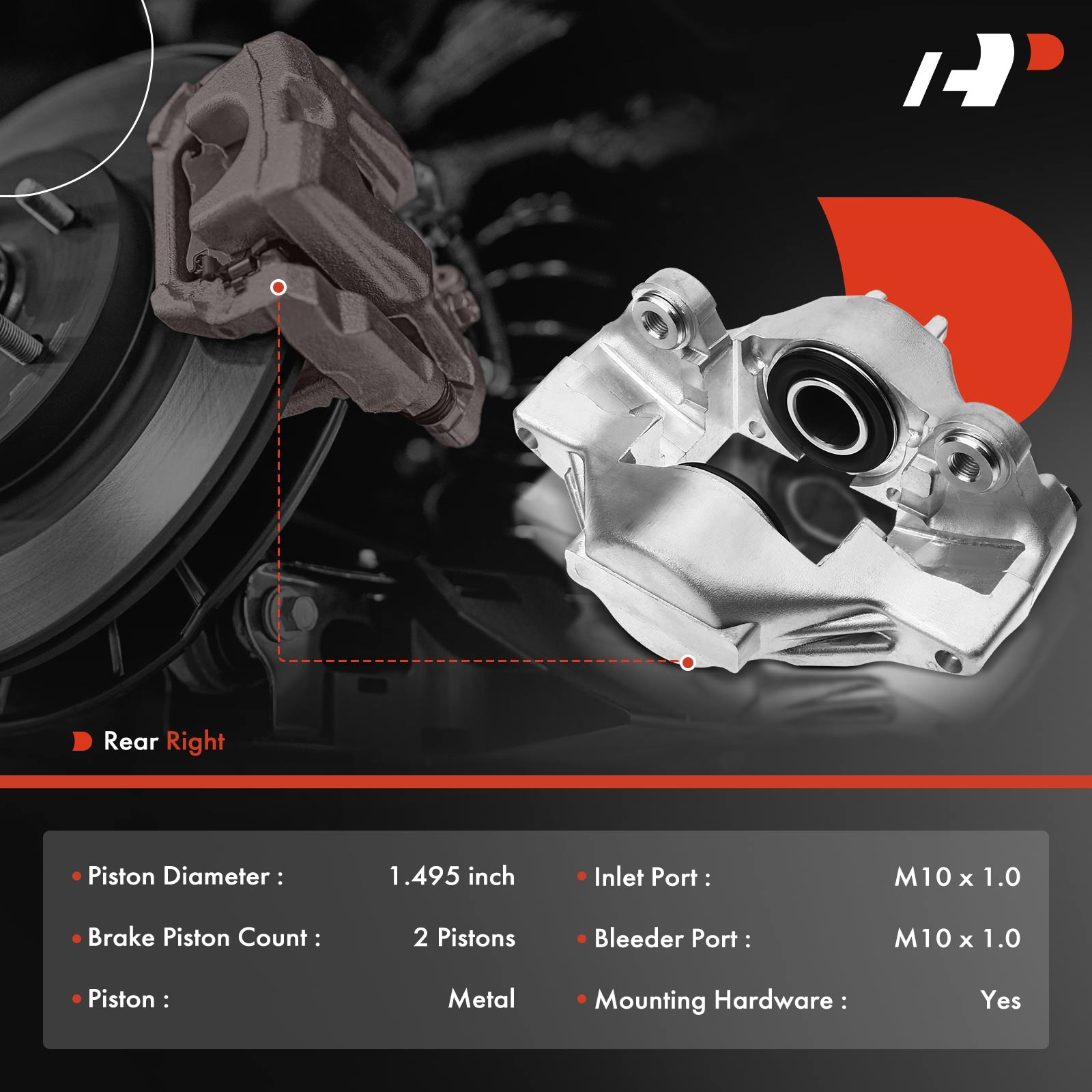 APBC3158 Rear Passenger Side Disc Brake Caliper Without Bracket, Sold Individually - Image 2