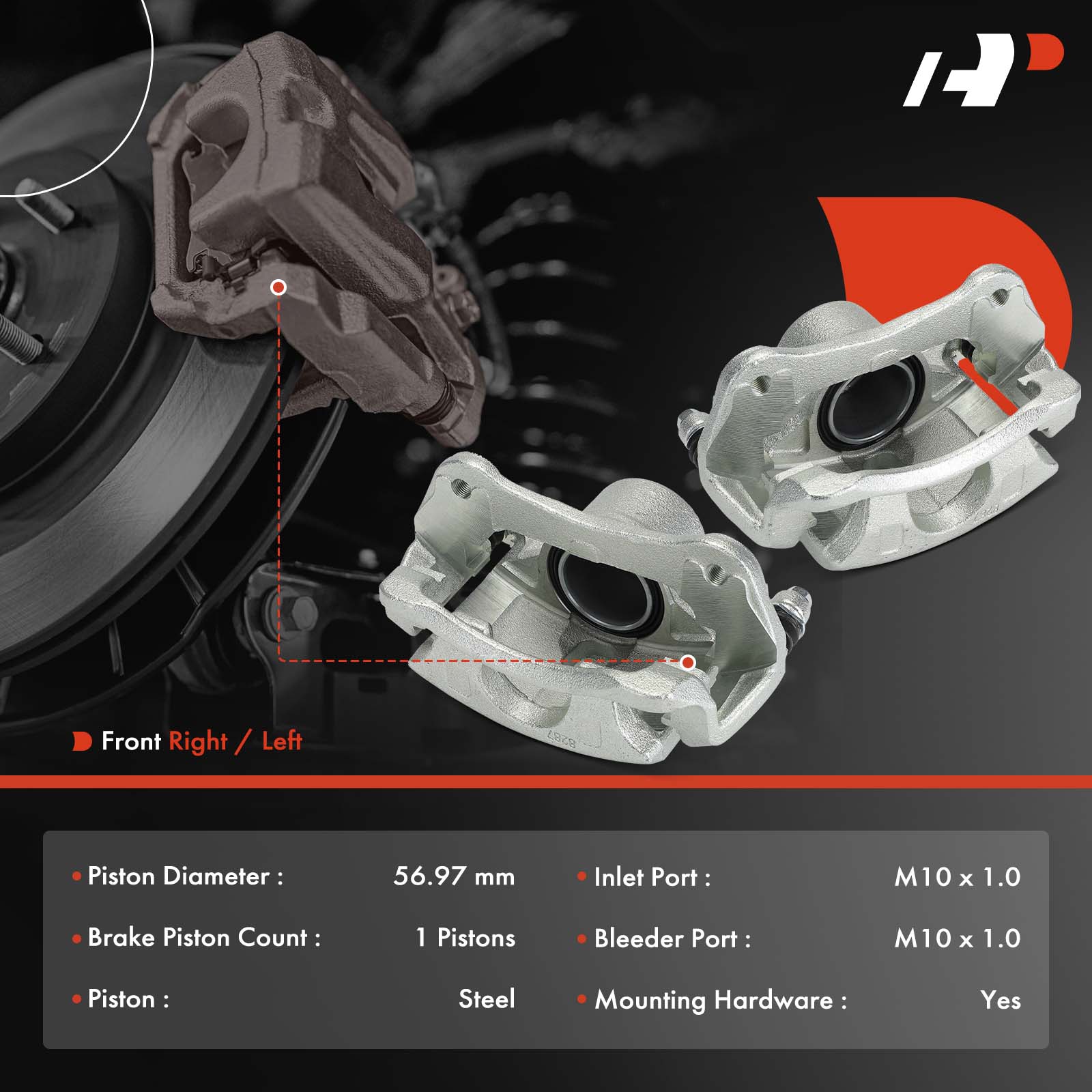 APBC4419 Front Disc Brake Caliper with Bracket, 2-Wheel Set - Image 2