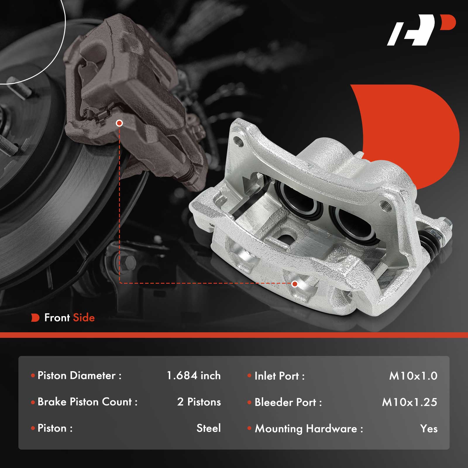 APBC4421 Front Brake Caliper with Bracket, 2-Wheel Set - Image 2
