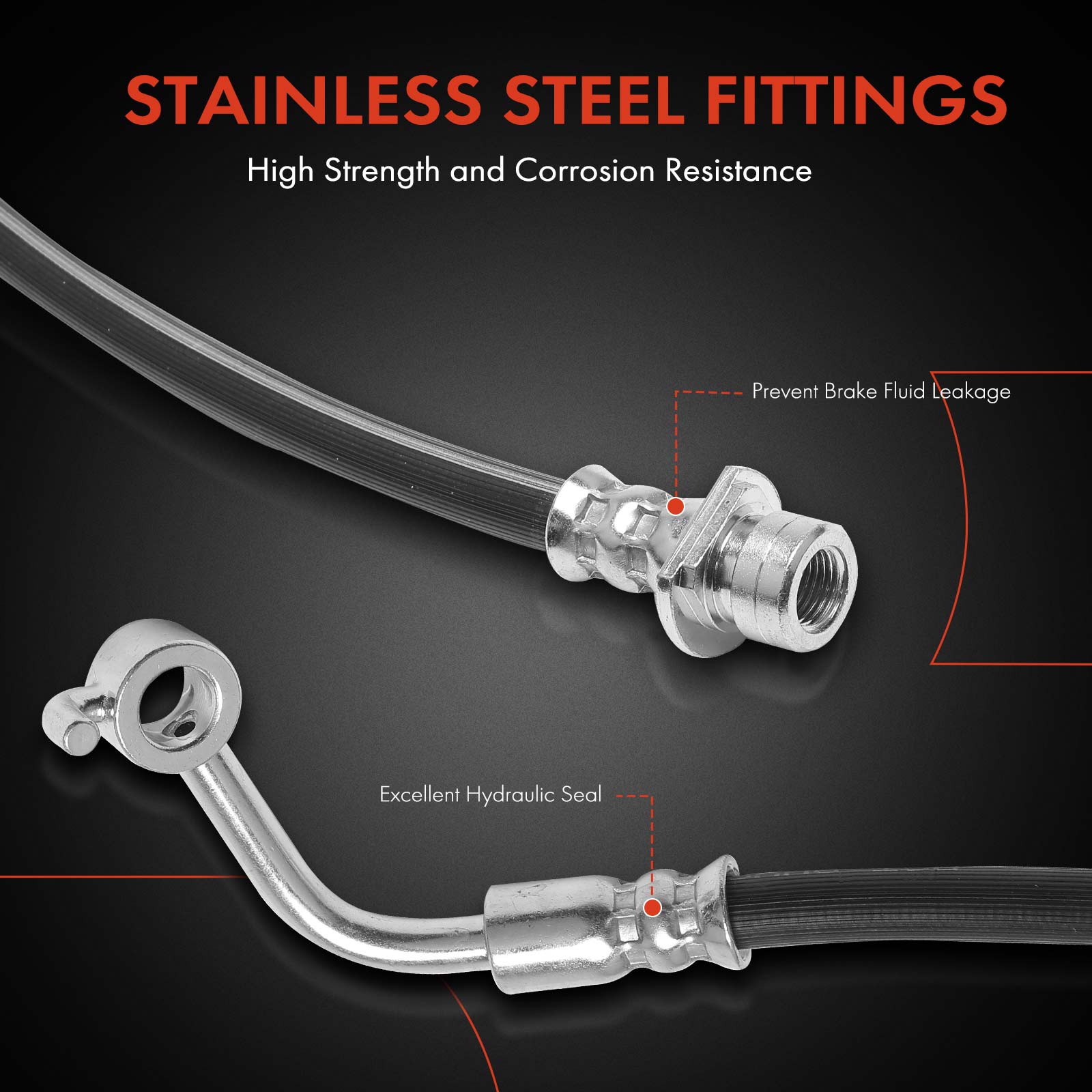 APBHH3892 2 Pcs Rear Brake Hydraulic Hose - Image 5