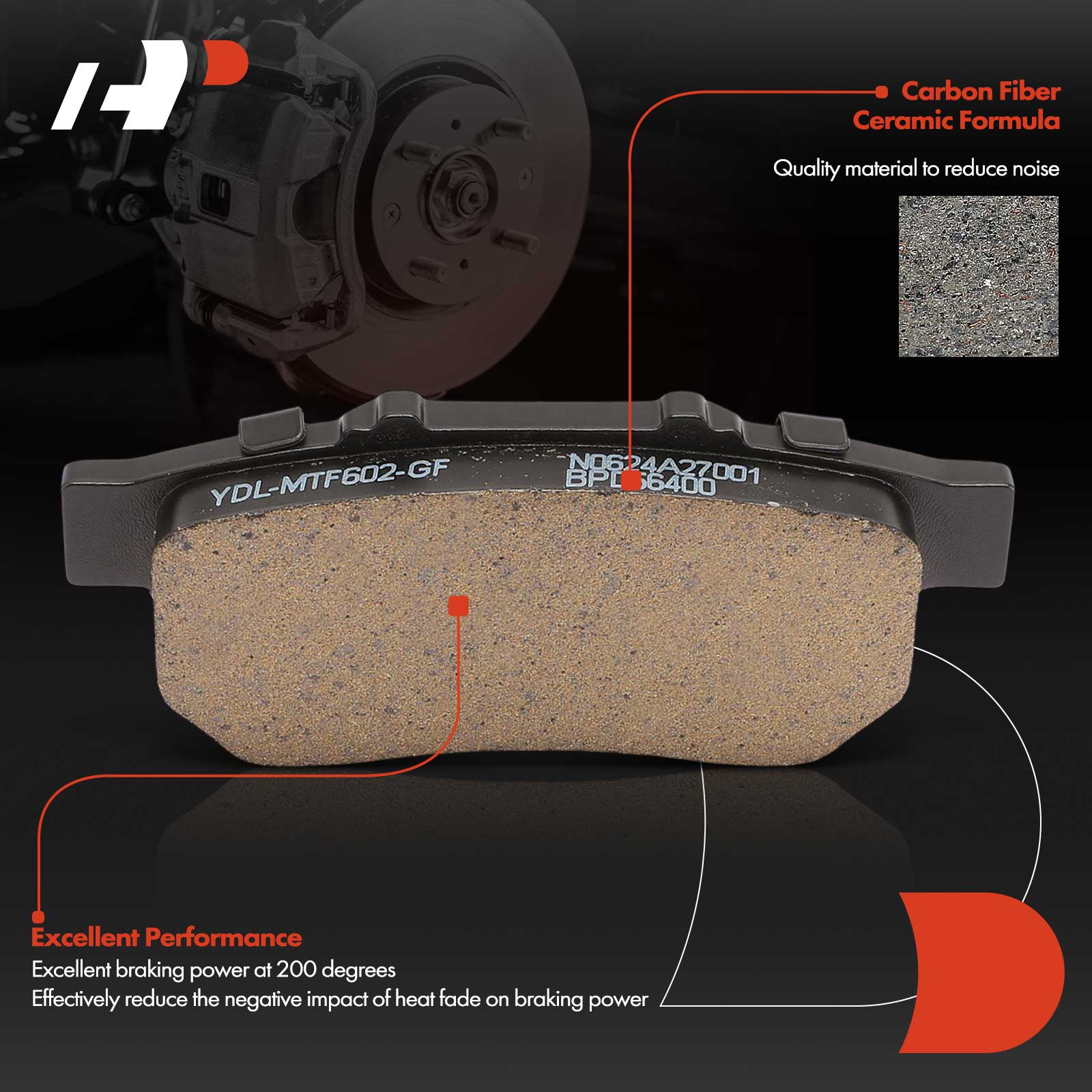 APBPD867 4 Pcs Ceramic Brake Pads with Hardware - Image 3