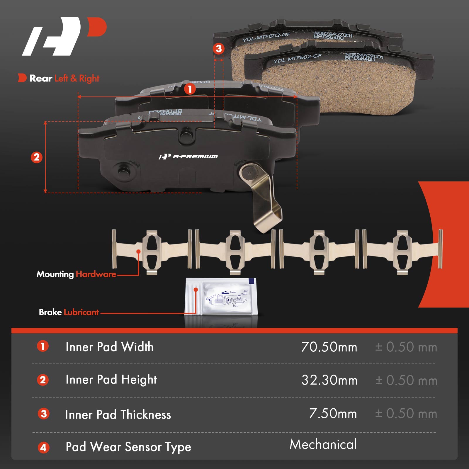 APBPD867 4 Pcs Ceramic Brake Pads with Hardware - Image 5