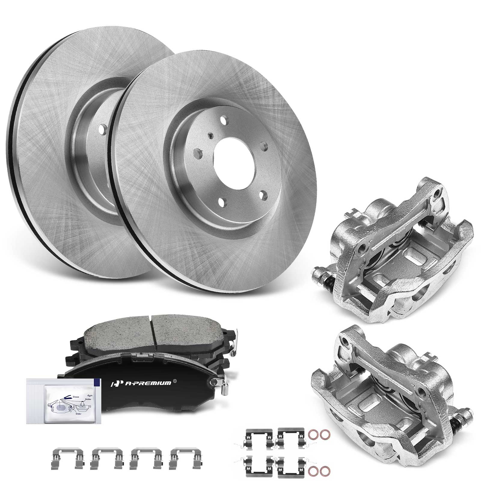 APBRPR1256 8 Pcs Front Disc Brake Rotors & Ceramic Brake Pads & Brake Calipers