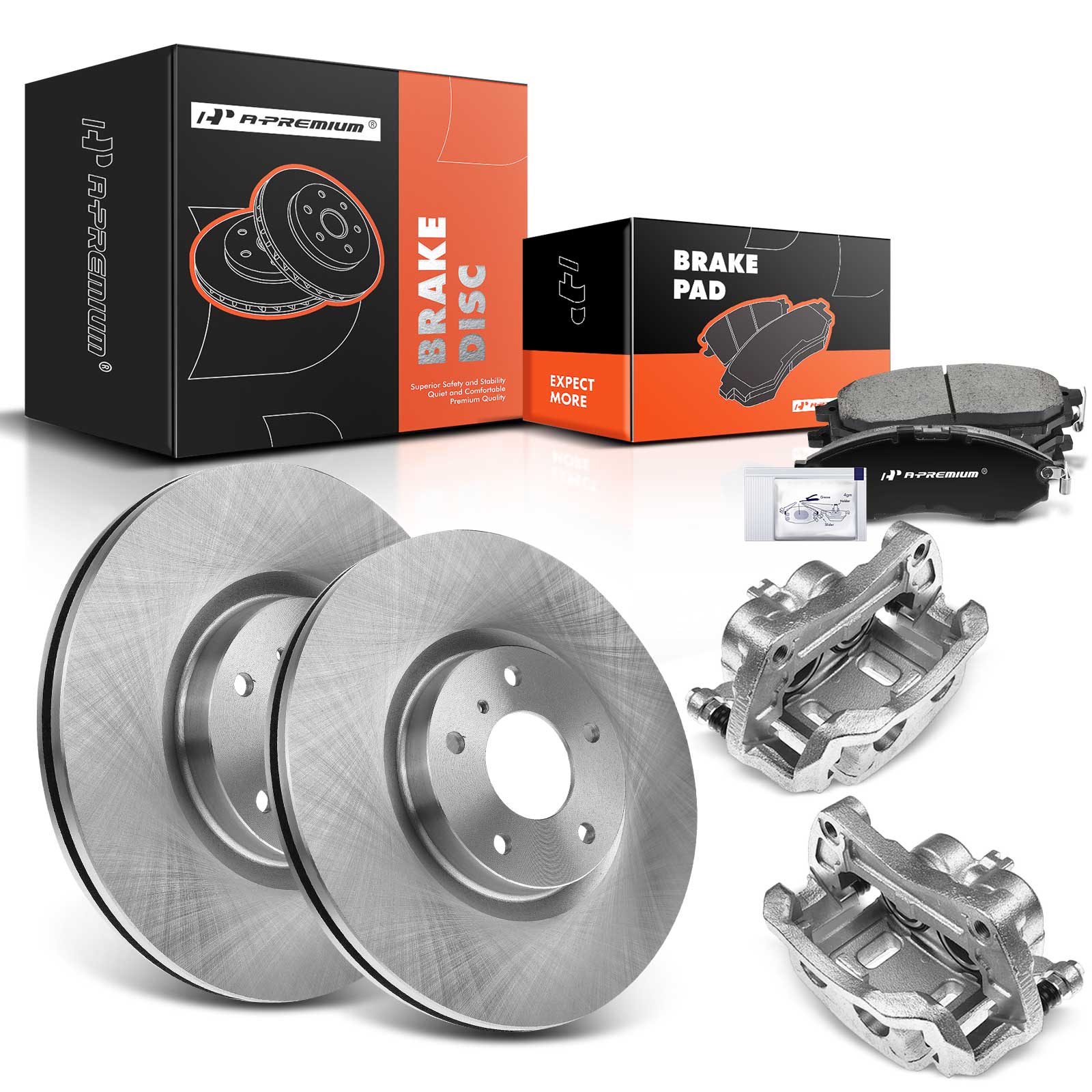 APBRPR1256 8 Pcs Front Disc Brake Rotors & Ceramic Brake Pads & Brake Calipers - Image 2