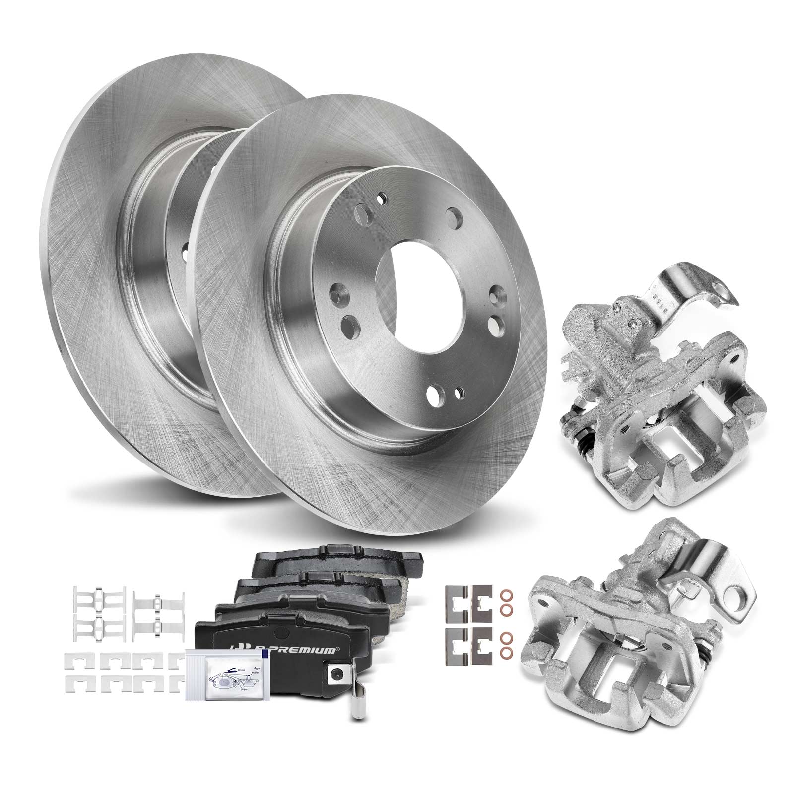 APBRPR972 8 Pcs Rear Disc Brake Rotors & Ceramic Brake Pads & Brake Calipers
