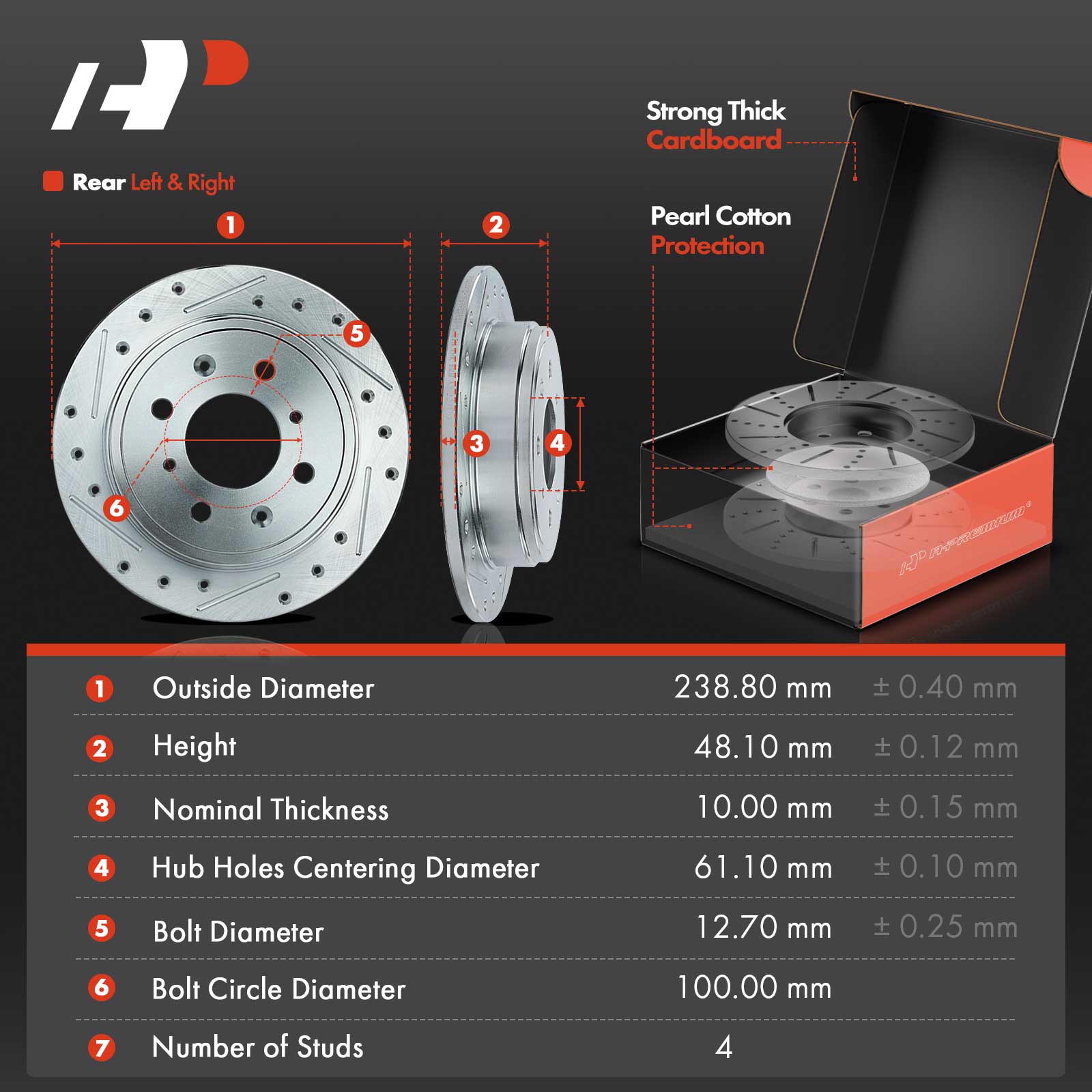 APBRPS030 Rear Drilled Rotors & Ceramic Brake Pads - Image 3