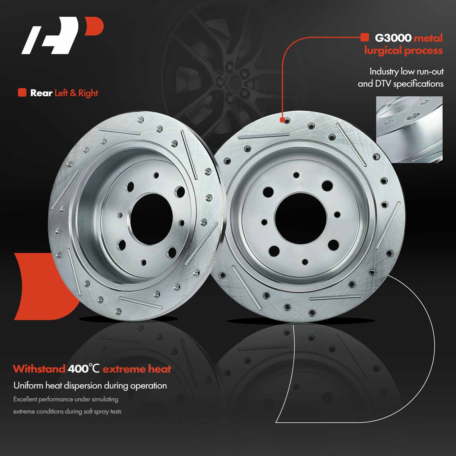 APBRPS030 Rear Drilled Rotors & Ceramic Brake Pads - Image 5